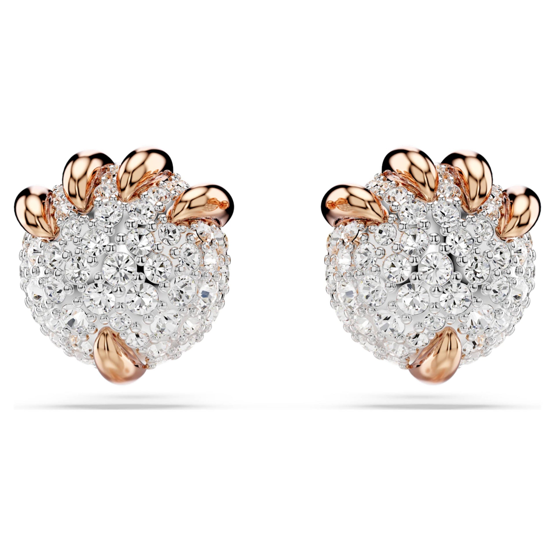 DRAGON PHOENIX STUD EARRINGS DRAGON S CLAW WHITE ROSE GOLD TONE PLATED