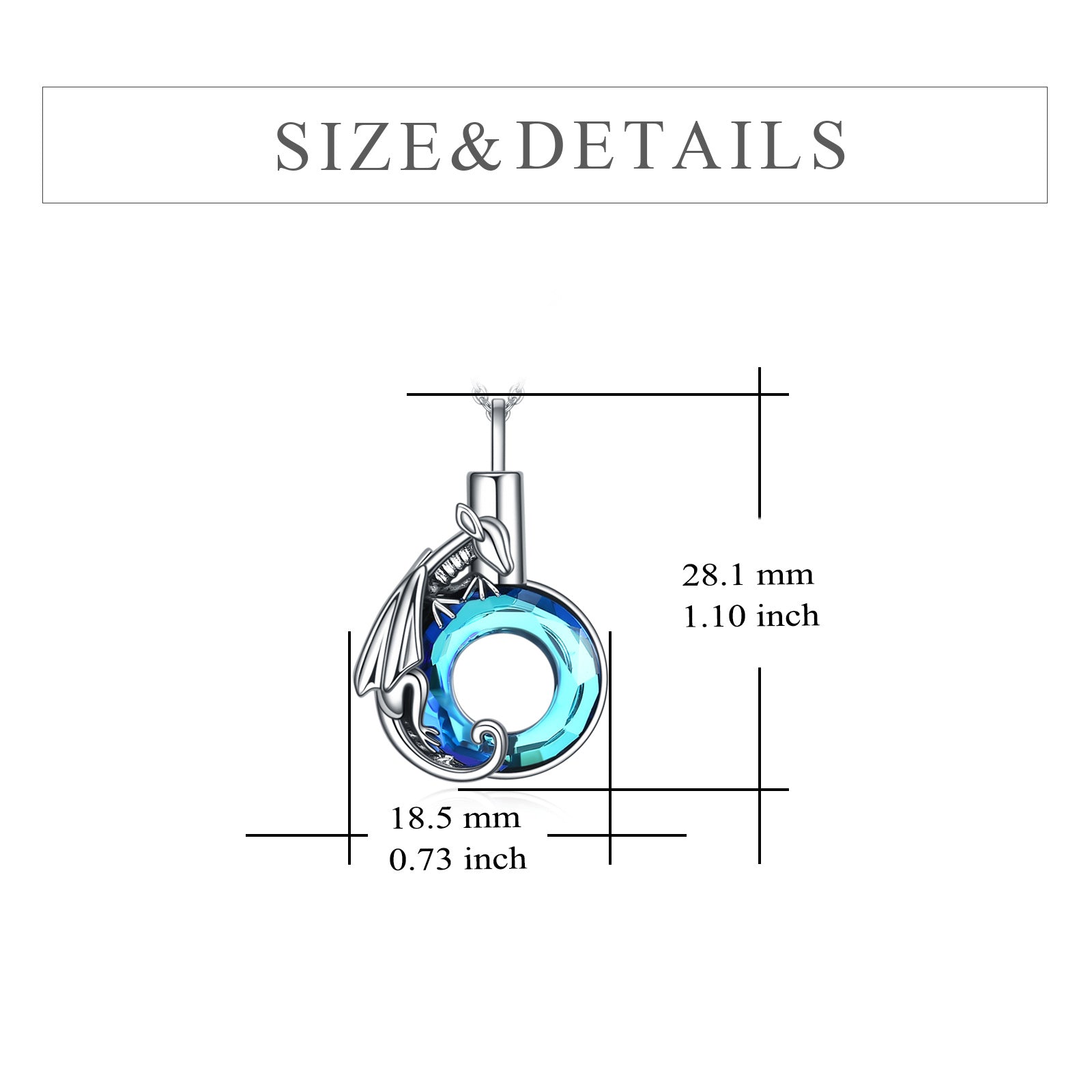 Sterling Silver Crystal Dragon Urn Necklace for Ashes for Women