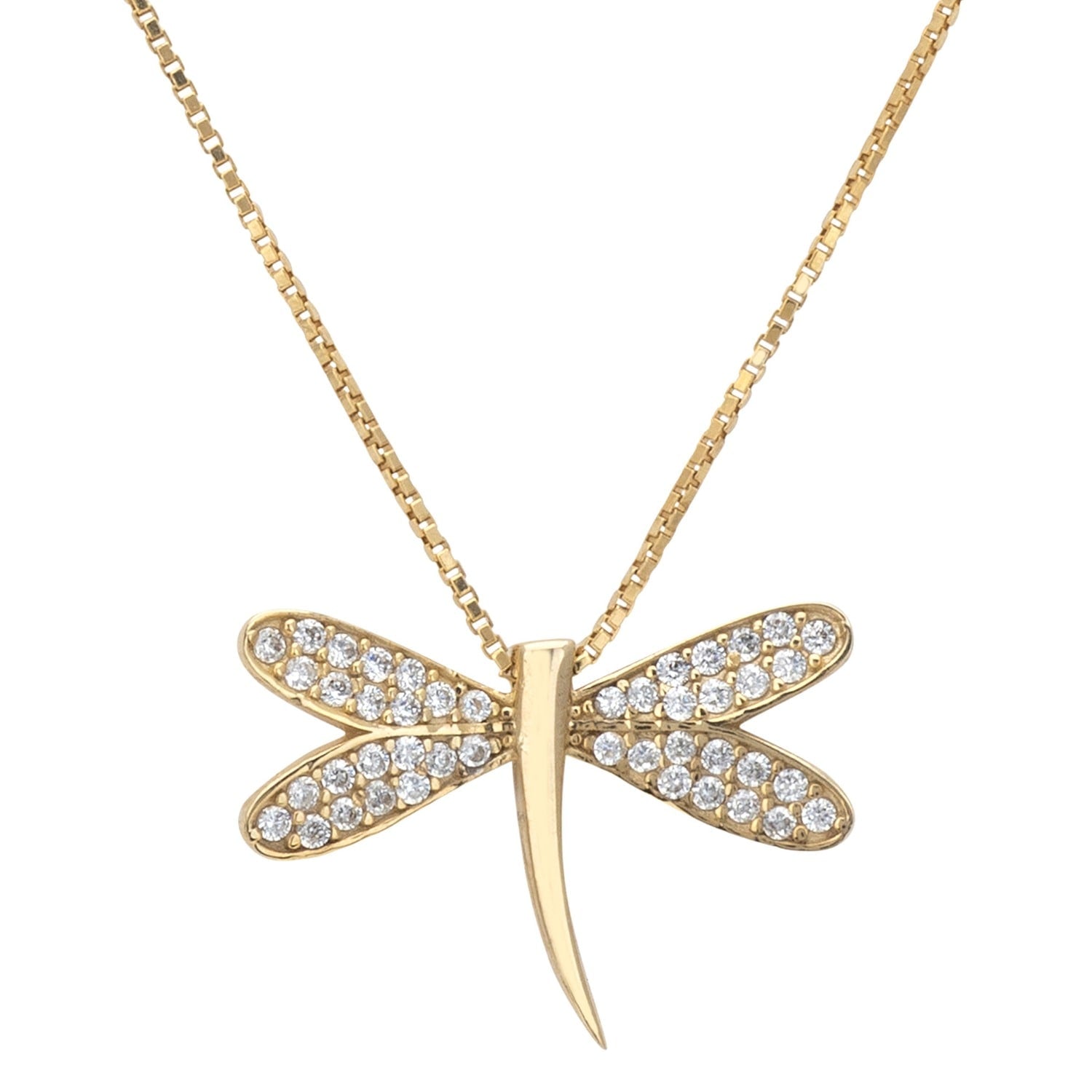 Dragonfly Pendant Necklace Gold