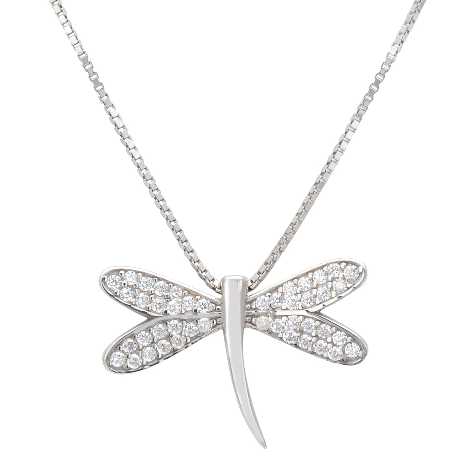 Dragonfly Pendant Necklace Silver