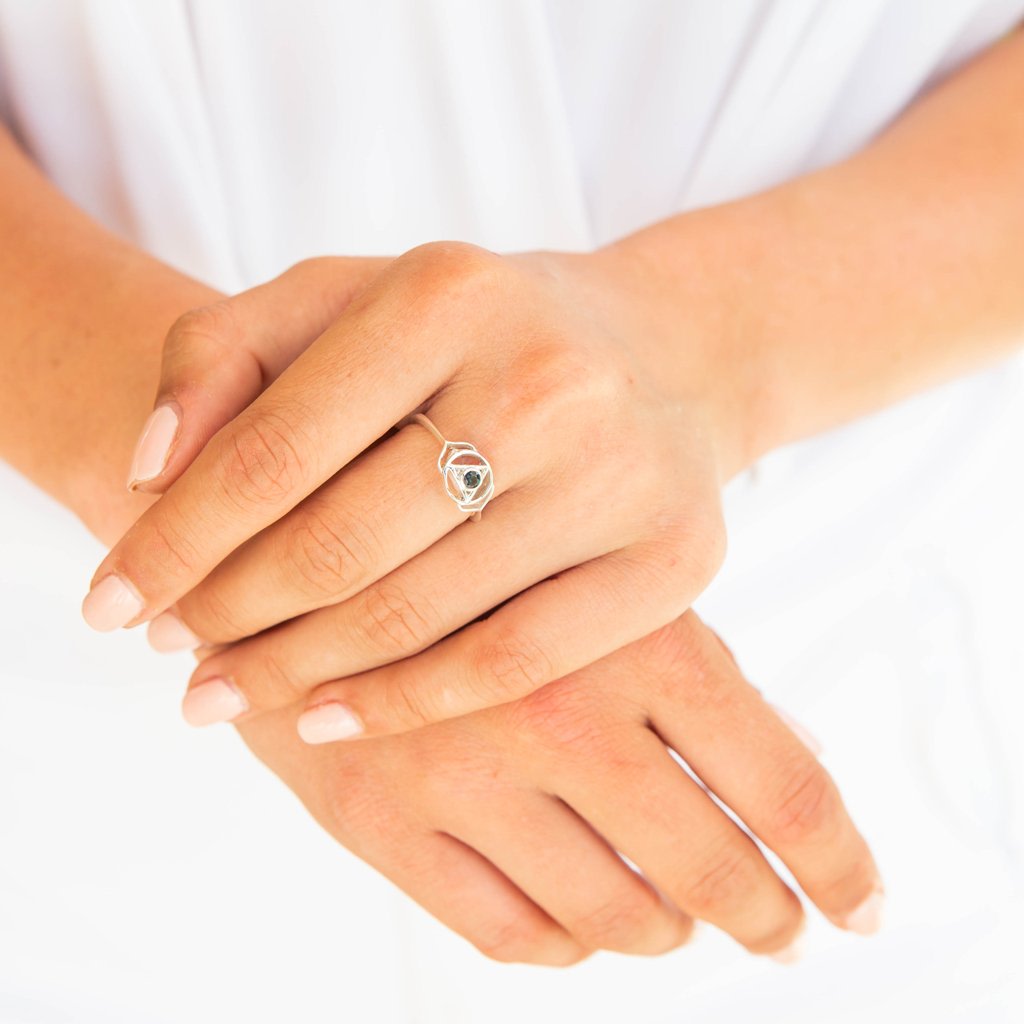 Third Eye Chakra Silver Ring - Sapphire