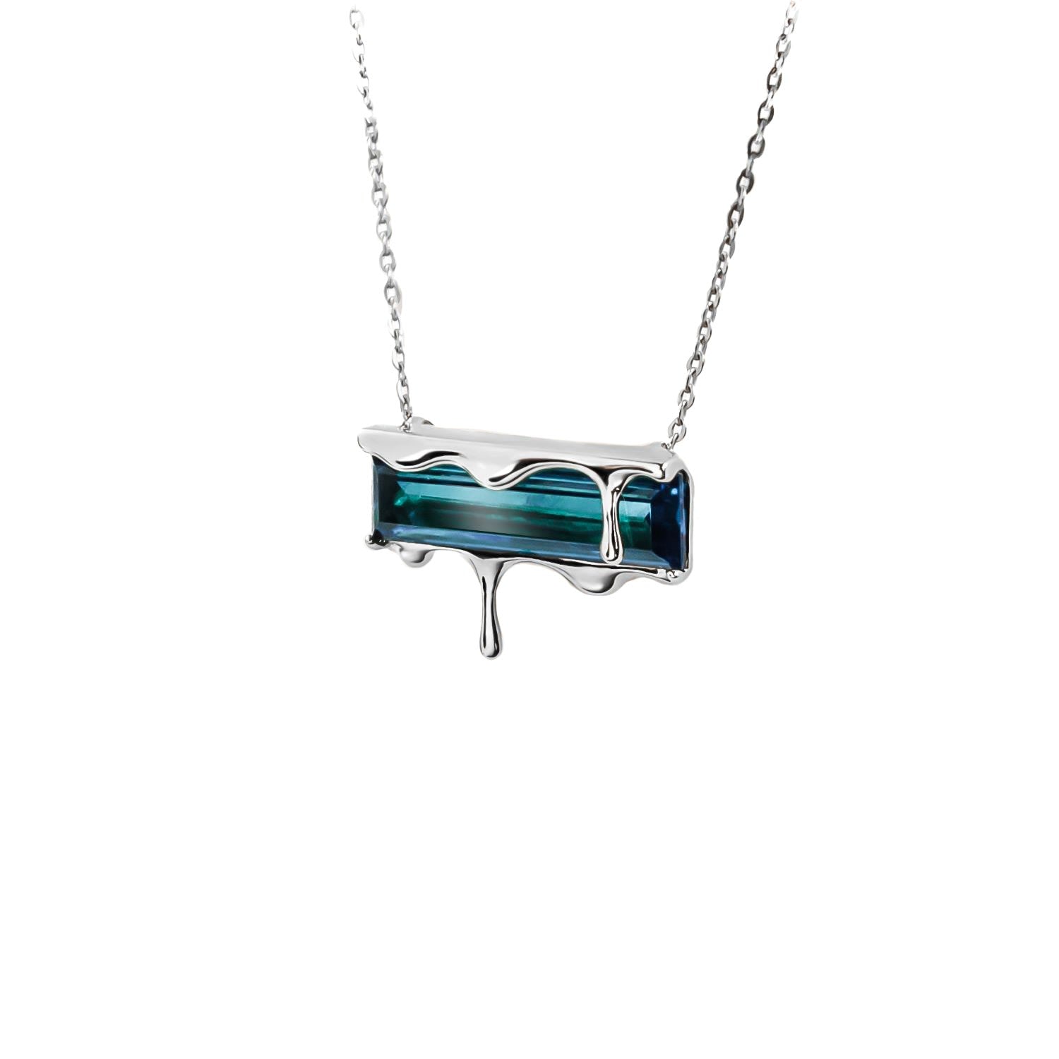 Dripping Gemstone Sterling Silver Pendant Necklace