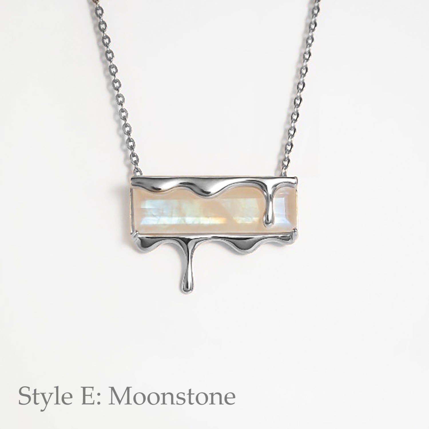 Dripping Gemstone Sterling Silver Pendant Necklace