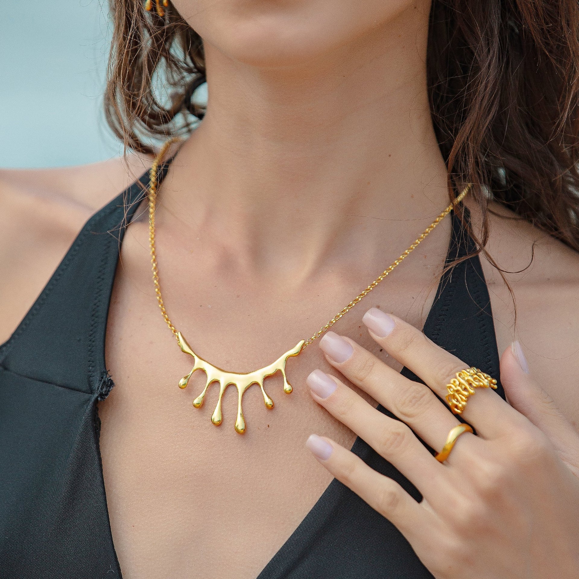 Dripping Gold Large Melting Necklace