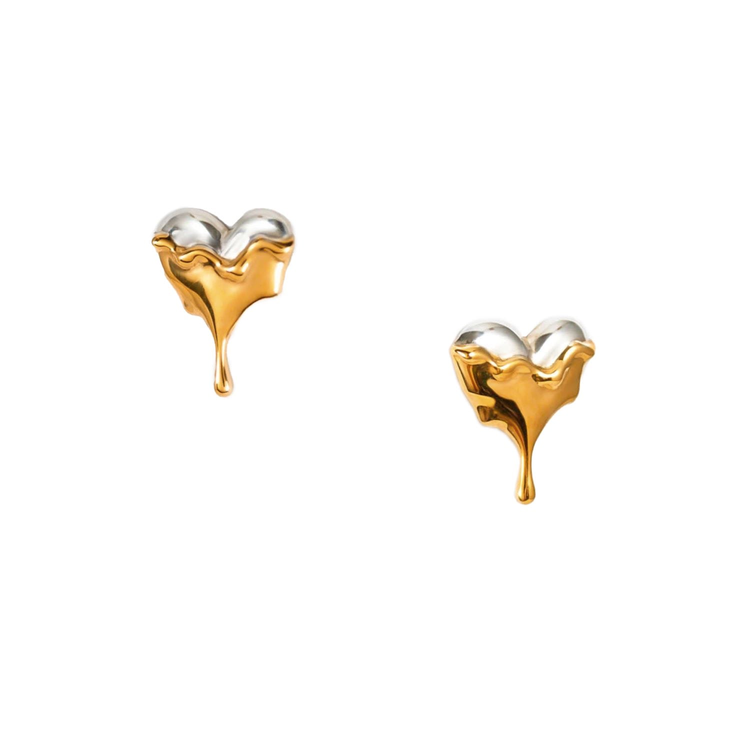Dripping Heart Gold Vermeil Stud Earrings