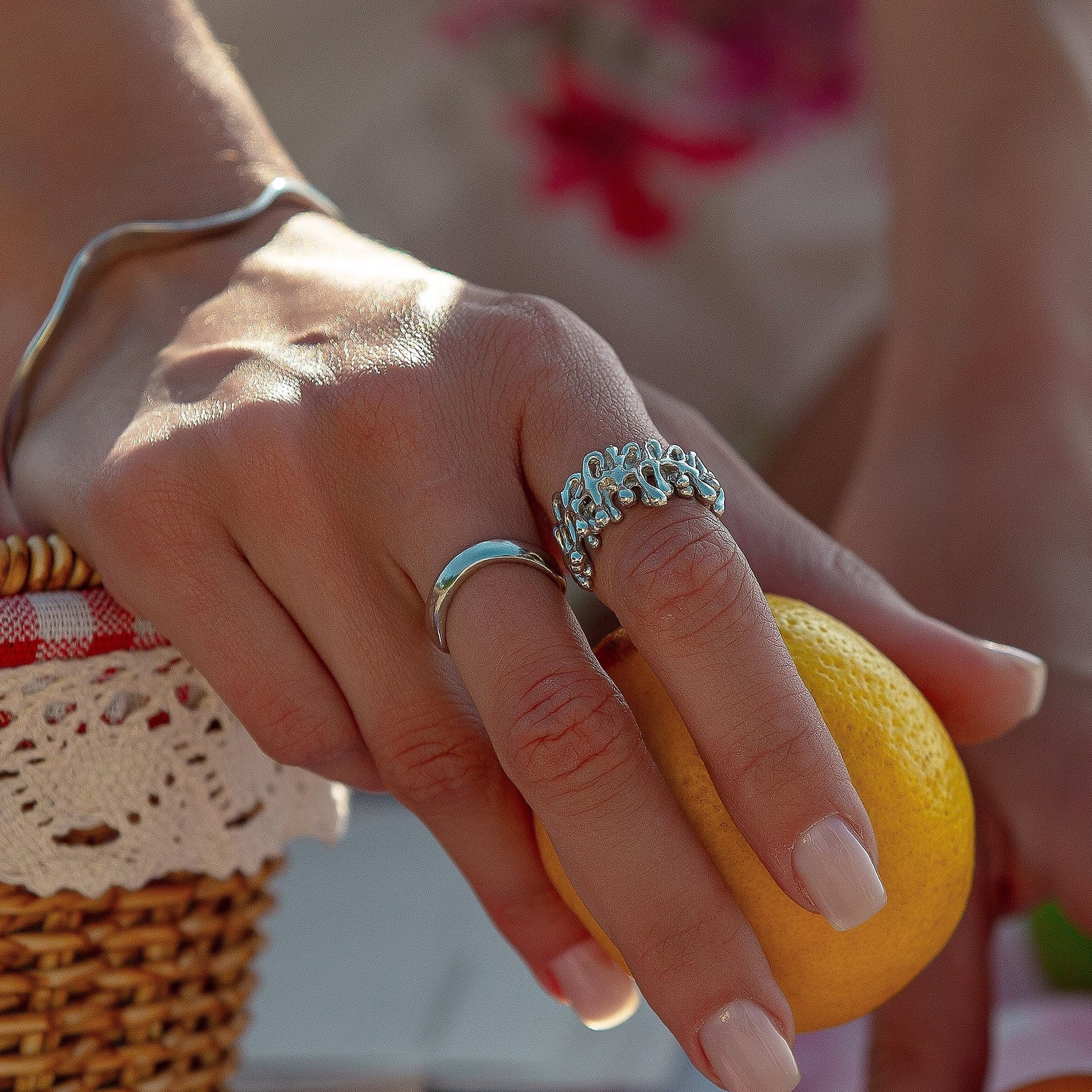 Dripping Large Melting Silver Ring