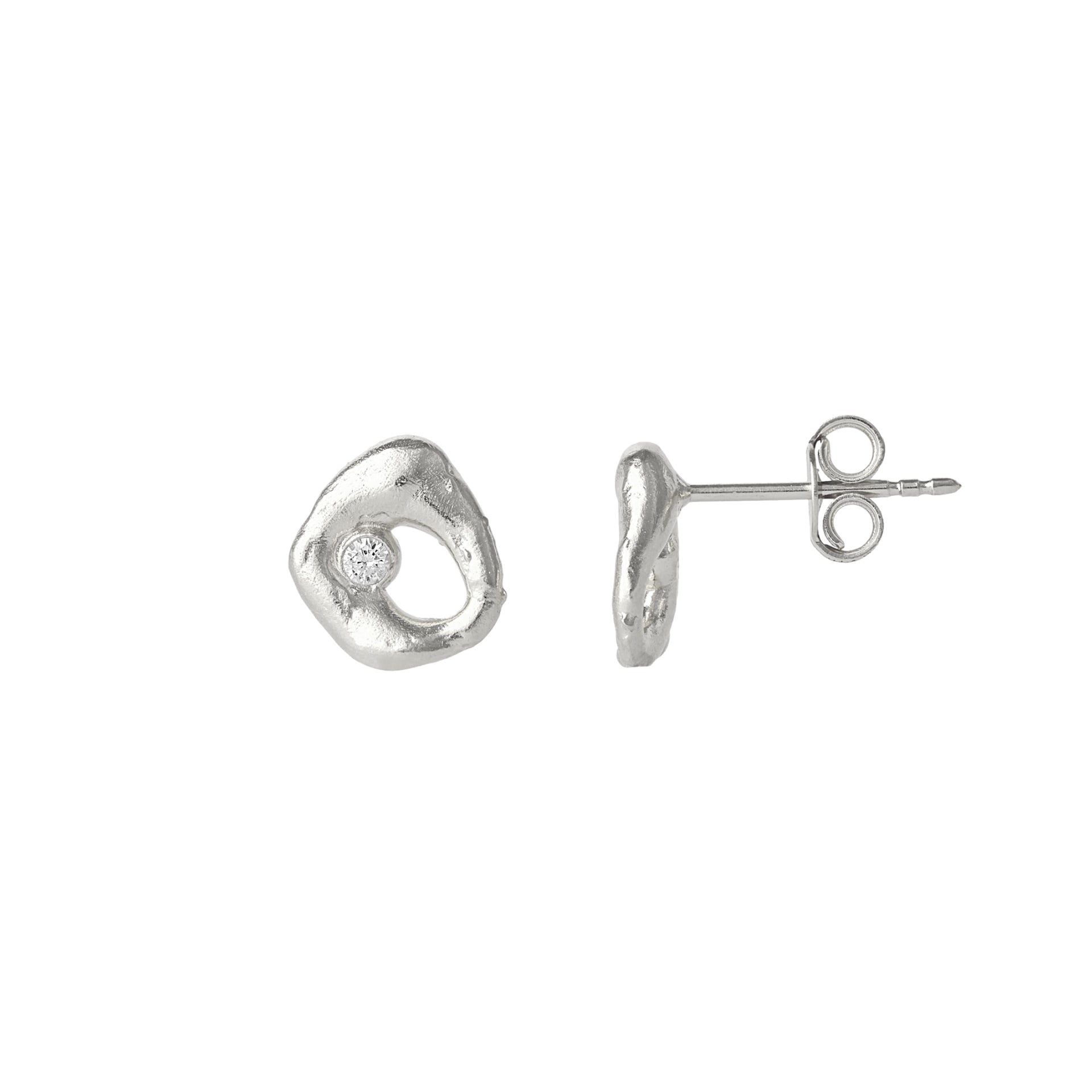 Dripping Molten Natural Textured Sterling Silver Authentic Earring - Silver