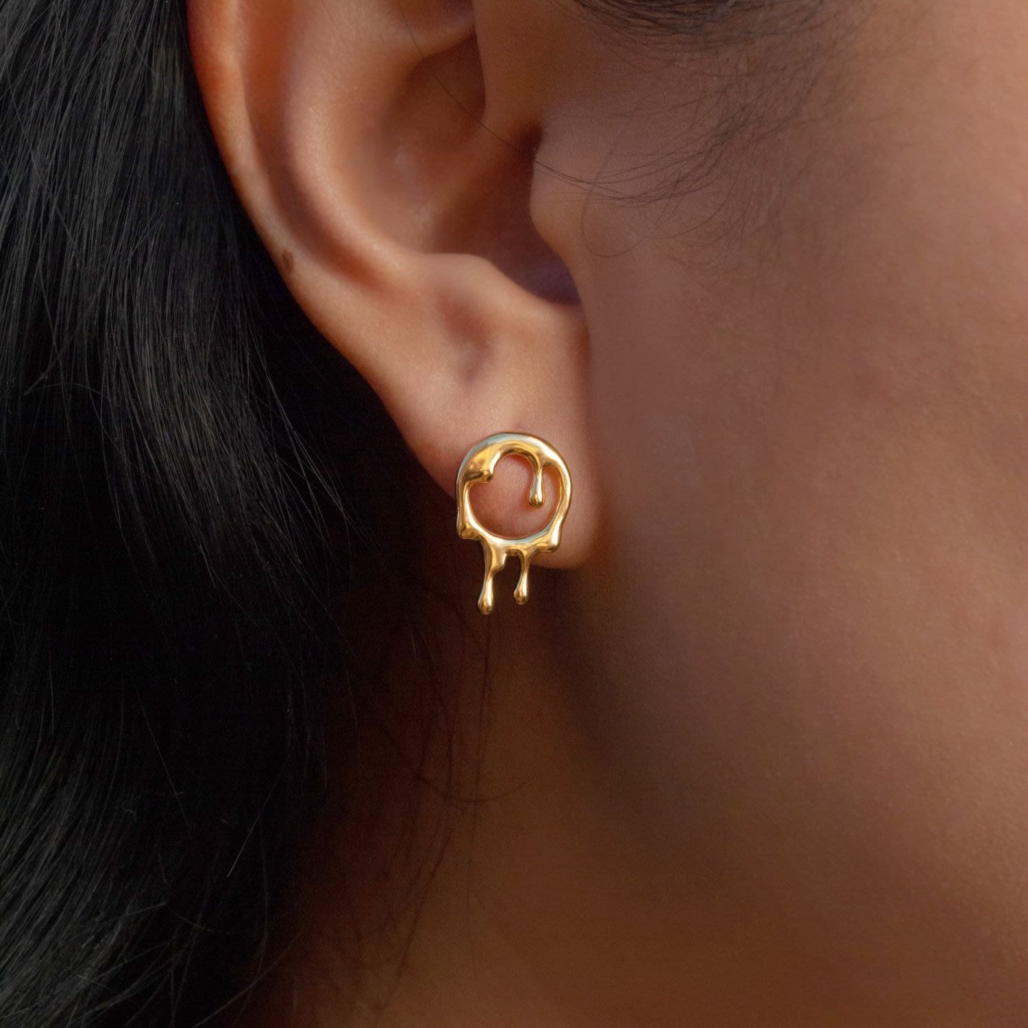 Dripping Rivulet Gold Vermeil Stud Earrings