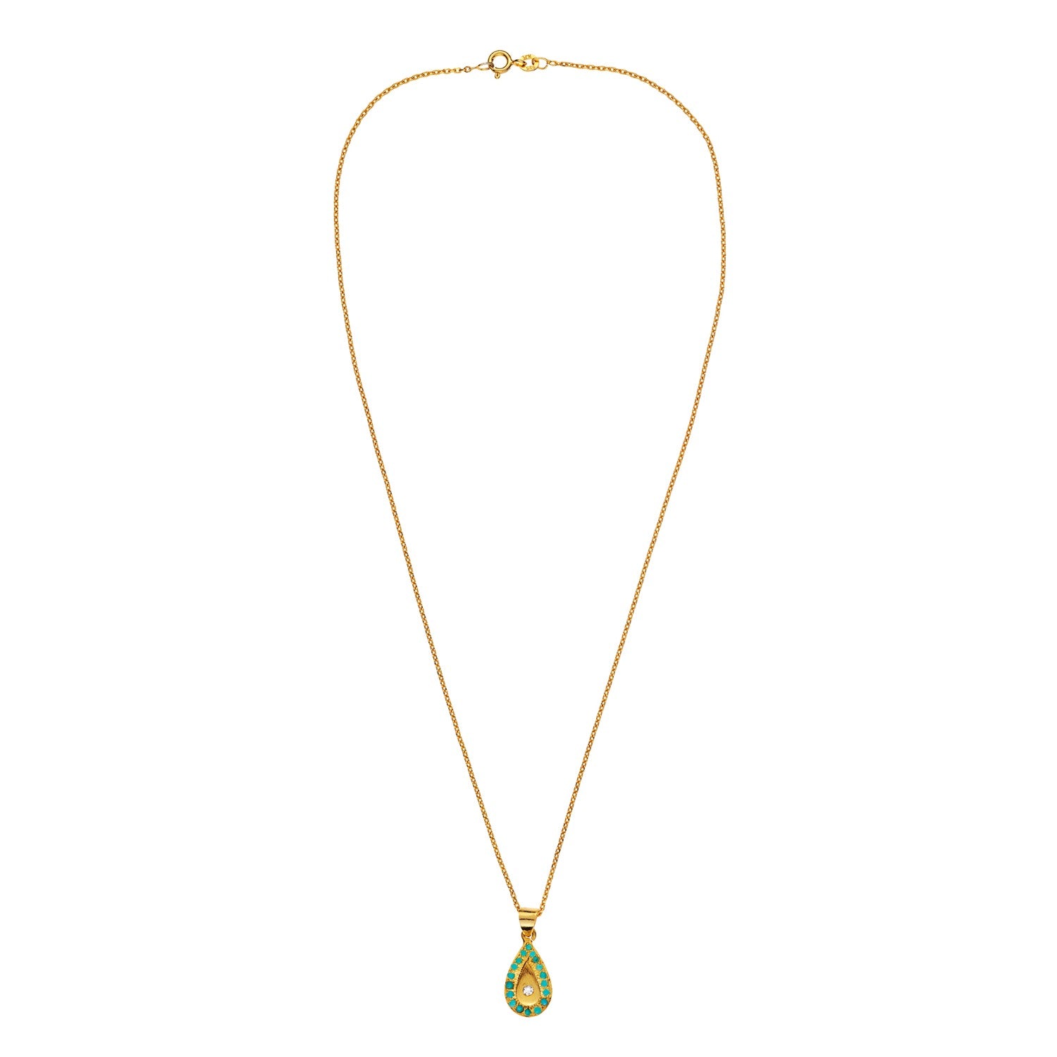 Turquoise Drop Gold Necklace