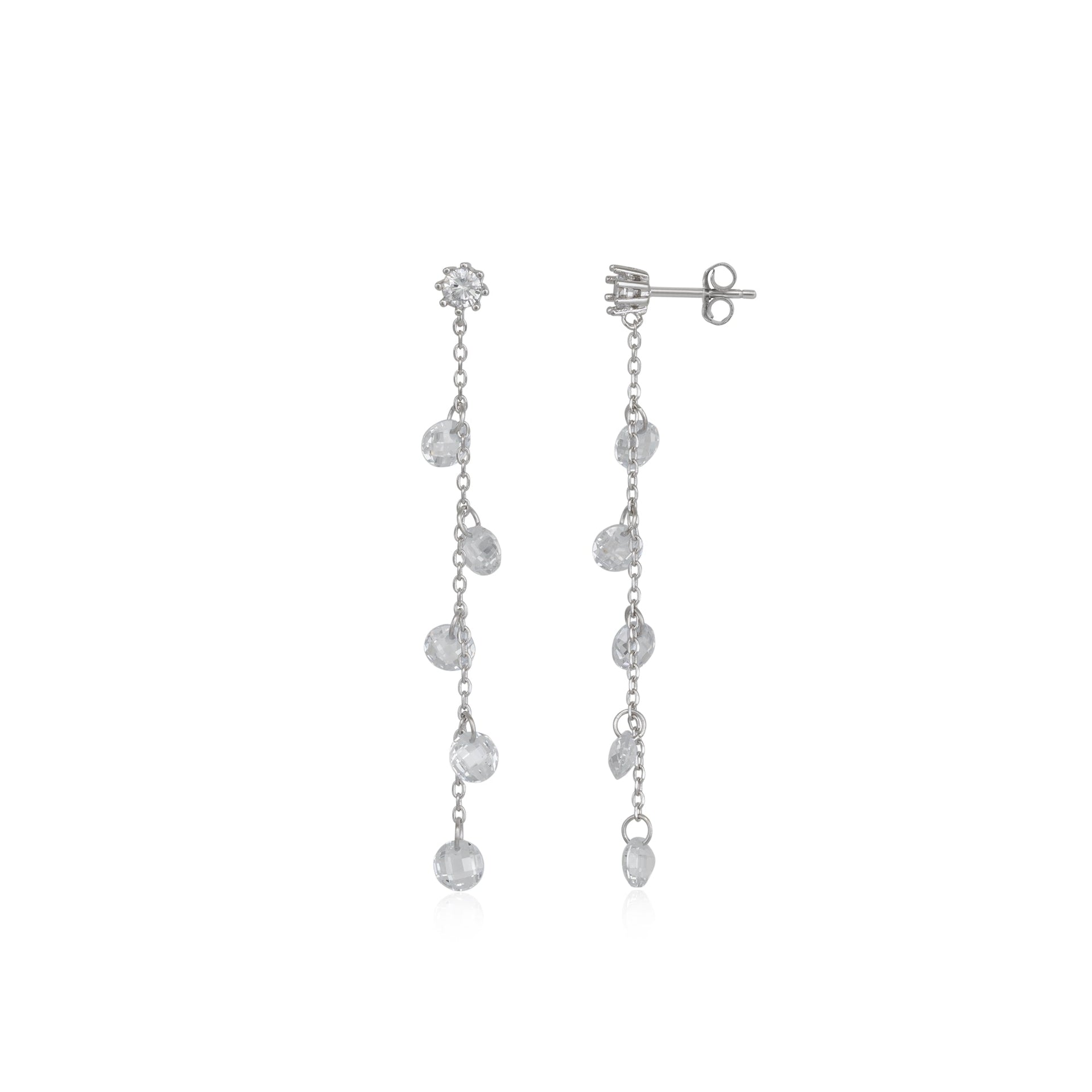 Drop Crystal Sterling Silver Earring - Silver