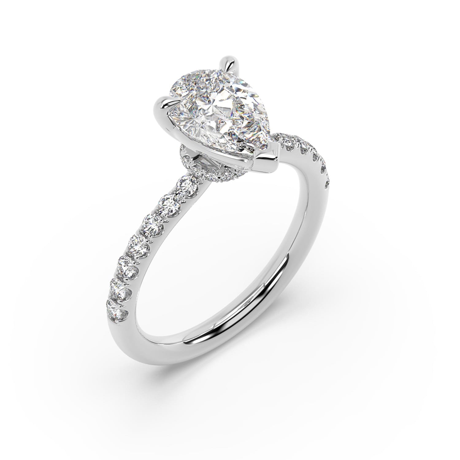 Drop Cut Lab Grown Diamond Solitaire Ring In White Gold