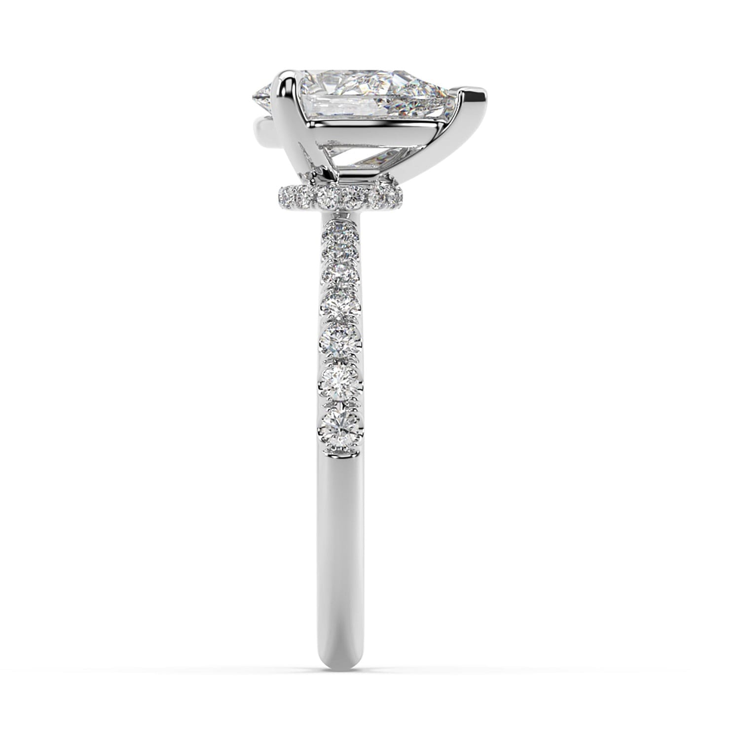 Drop Cut Lab Grown Diamond Solitaire Ring In White Gold