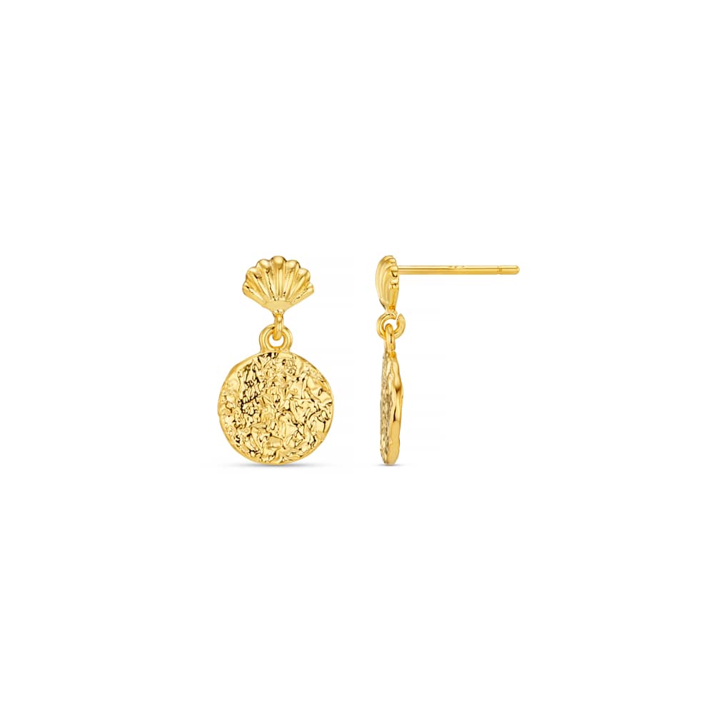 Mini Shell & Molten Coin Drop Earrings