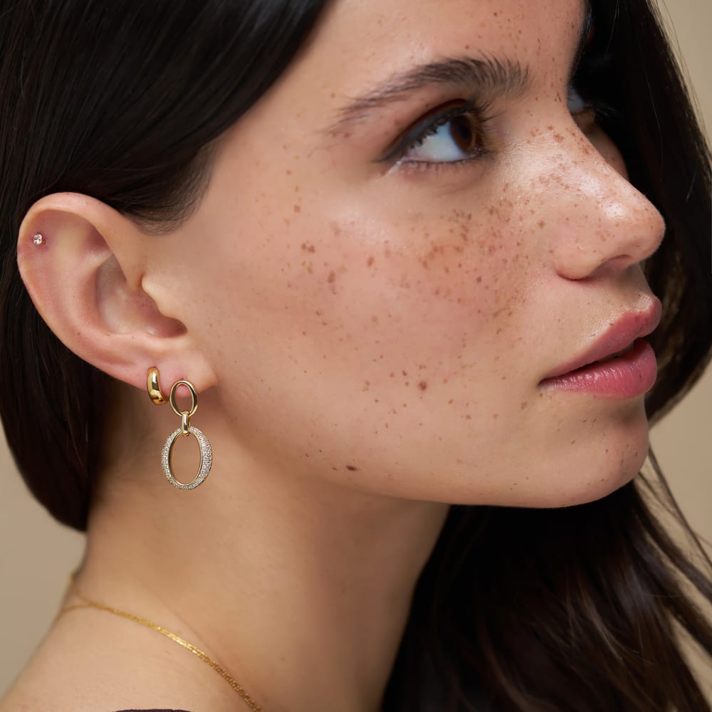 Pavé Oval Drop Earrings