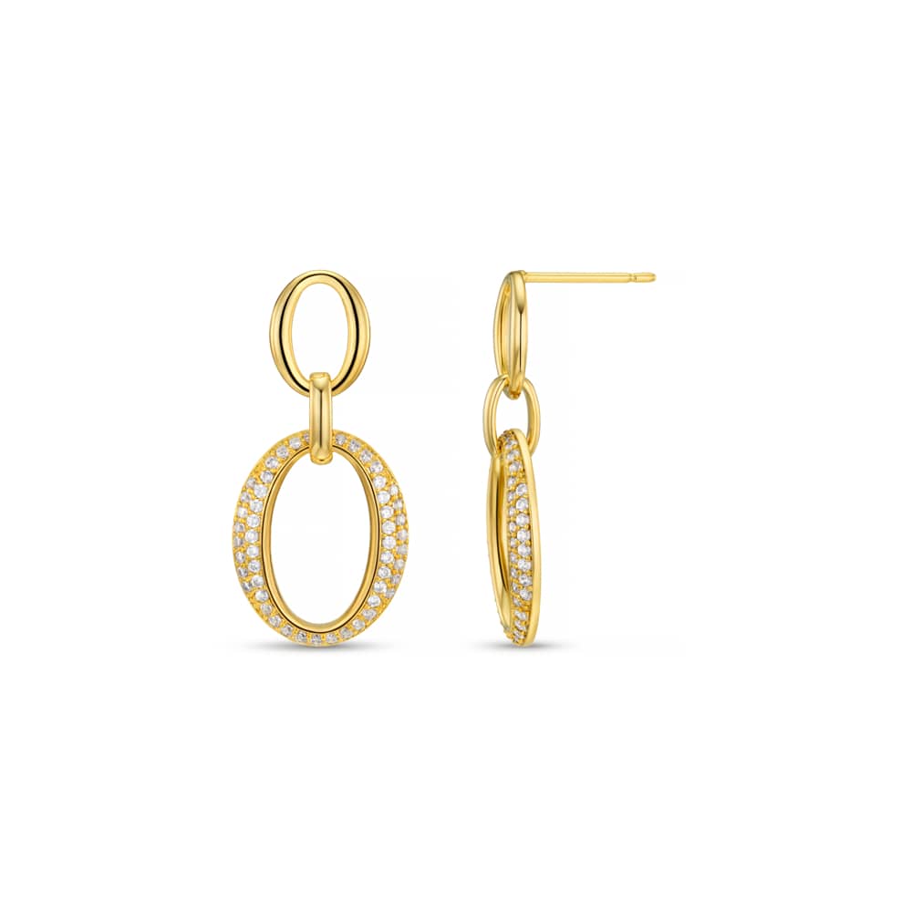 Pavé Oval Drop Earrings