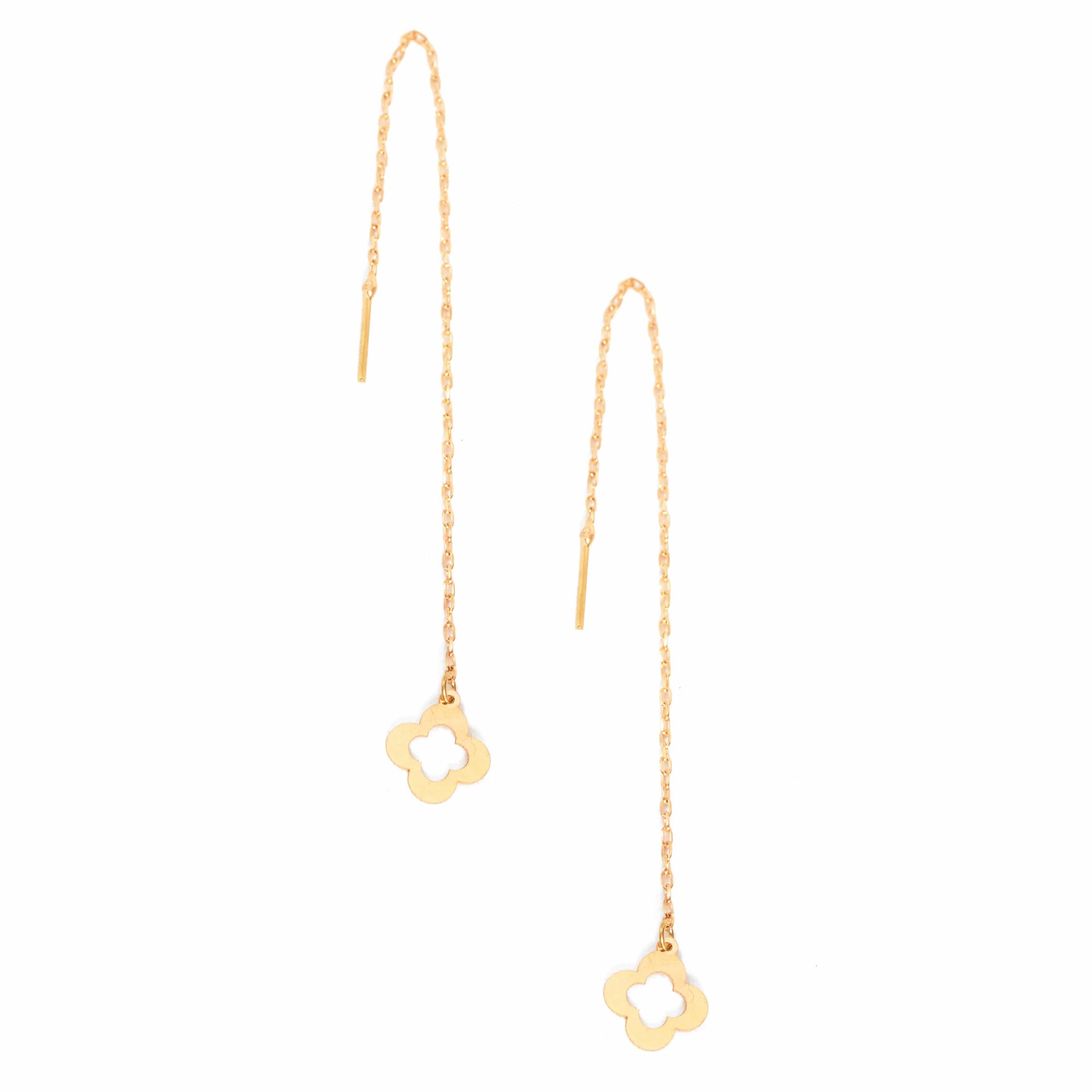 Clover Threader Earrings Gold