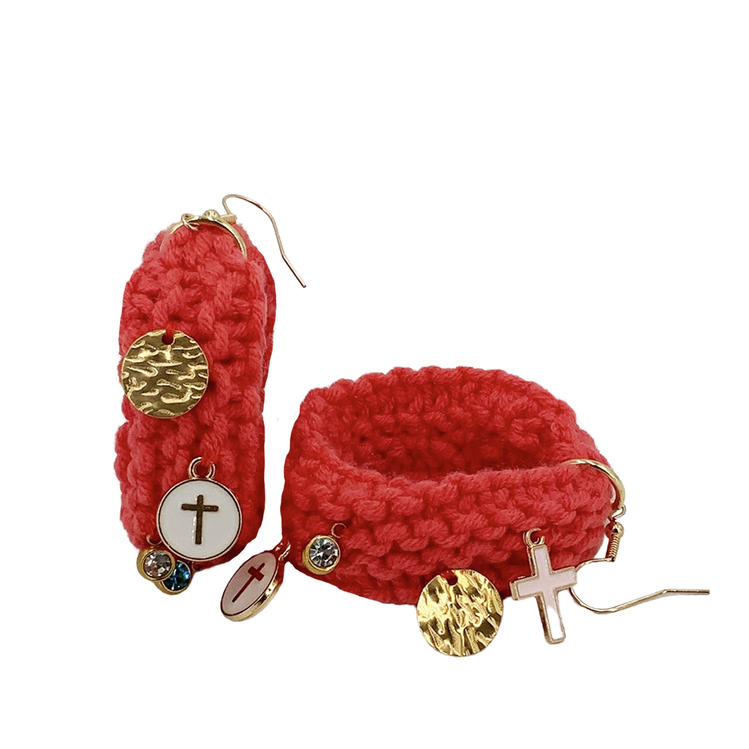 Drop Earrings With Charms - Orange