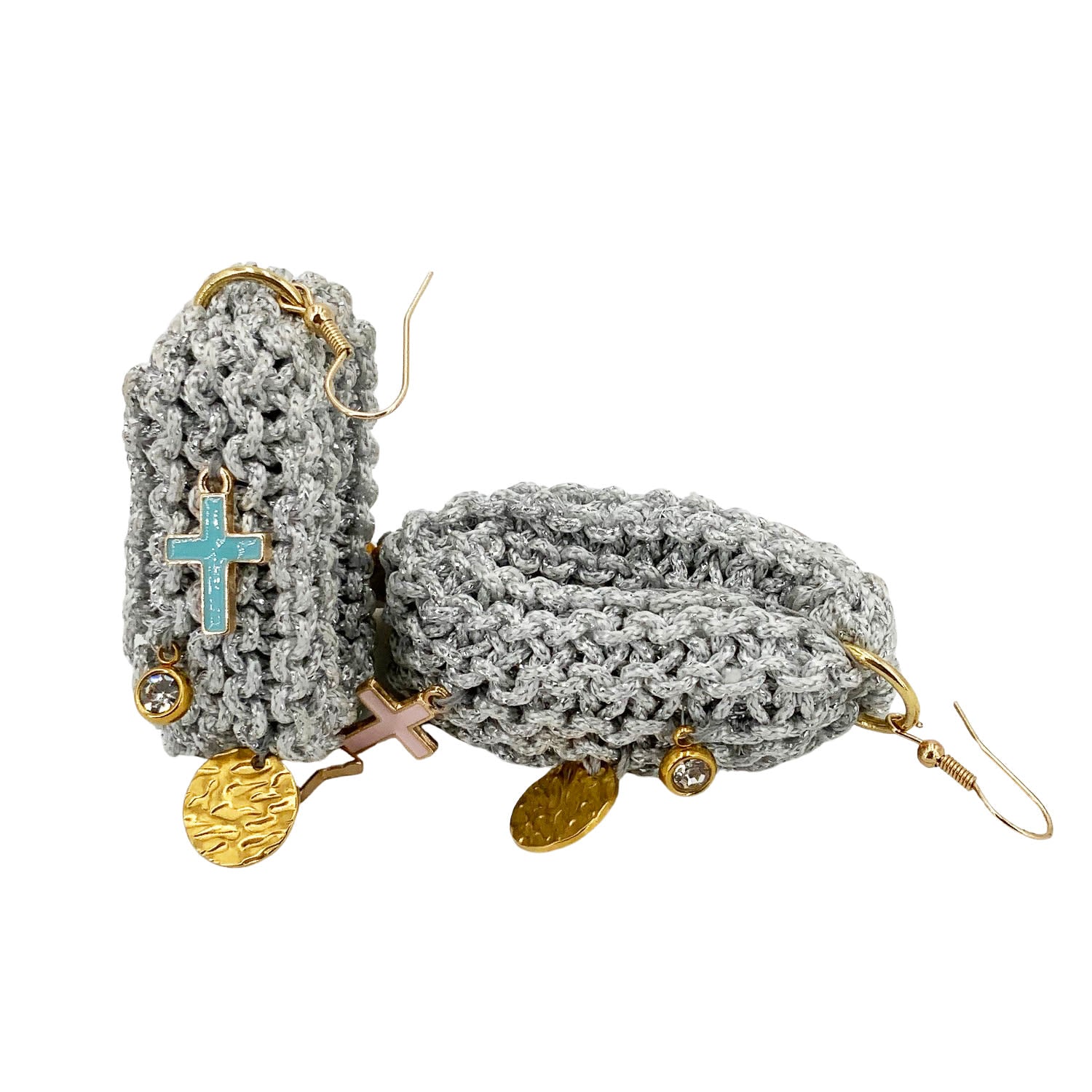 Drop Earrings With Charms - Silver