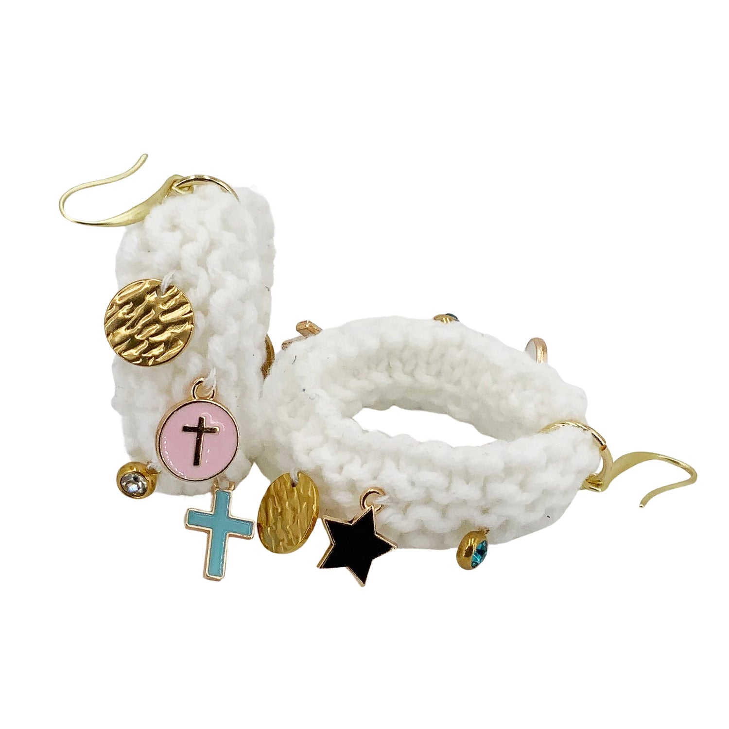 Drop Earrings With Charms - White