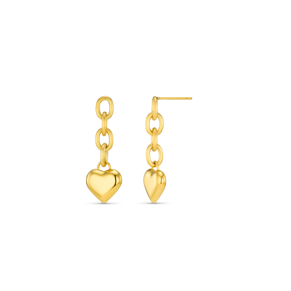 LUXE Heart & Chain Drop Earrings