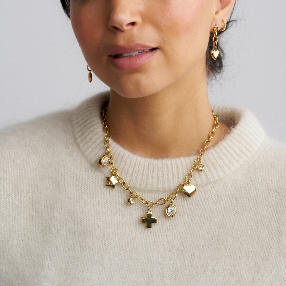 LUXE Heart & Chain Drop Earrings
