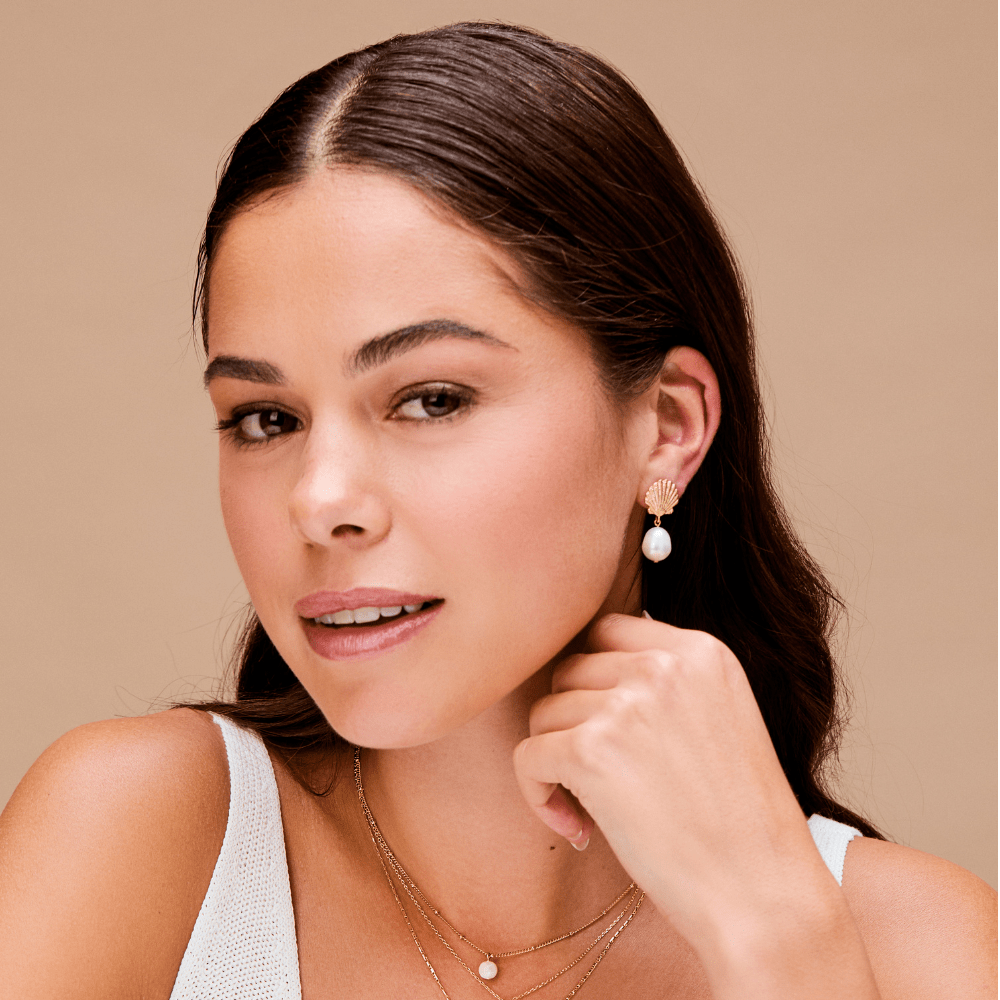 Shell & Pearl Drop Earrings