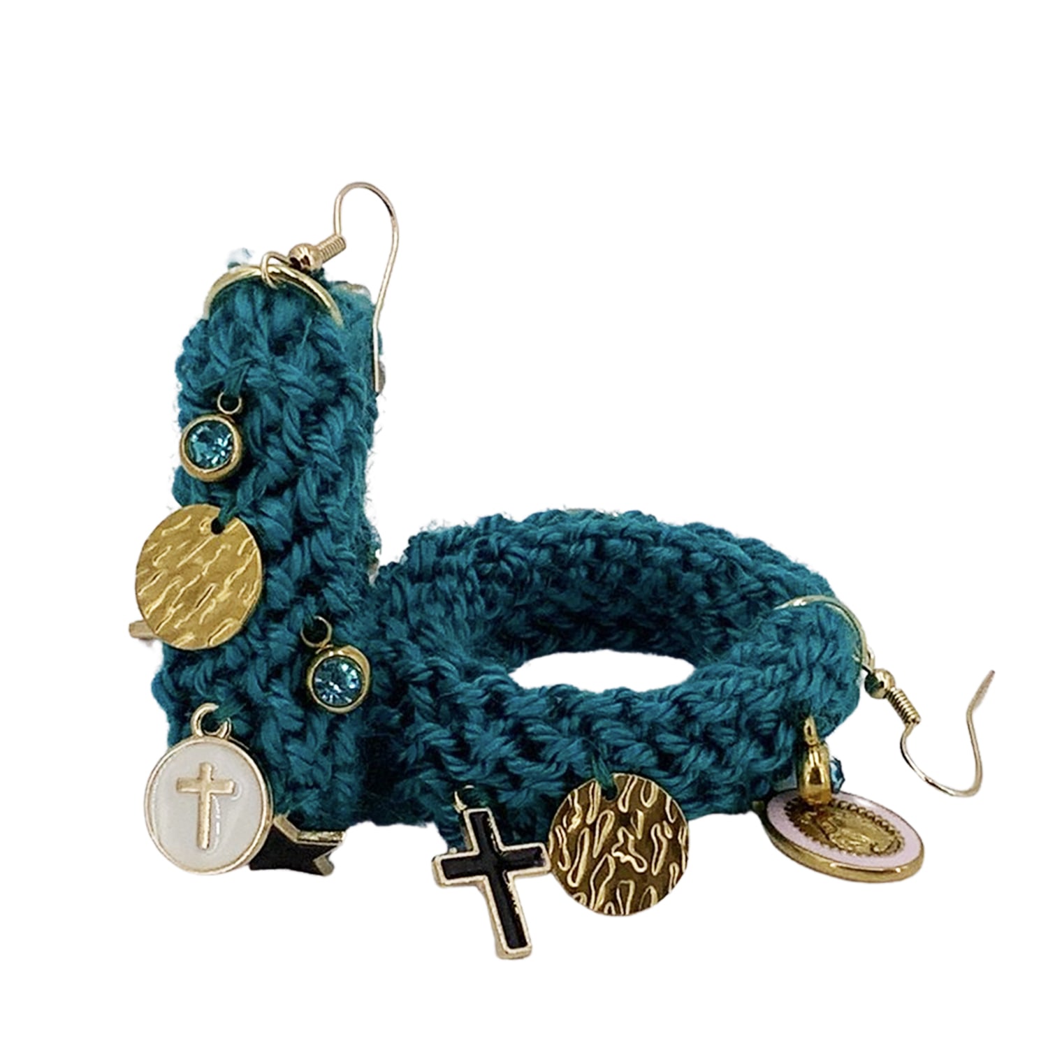 Drop Earrings With Charms - Green