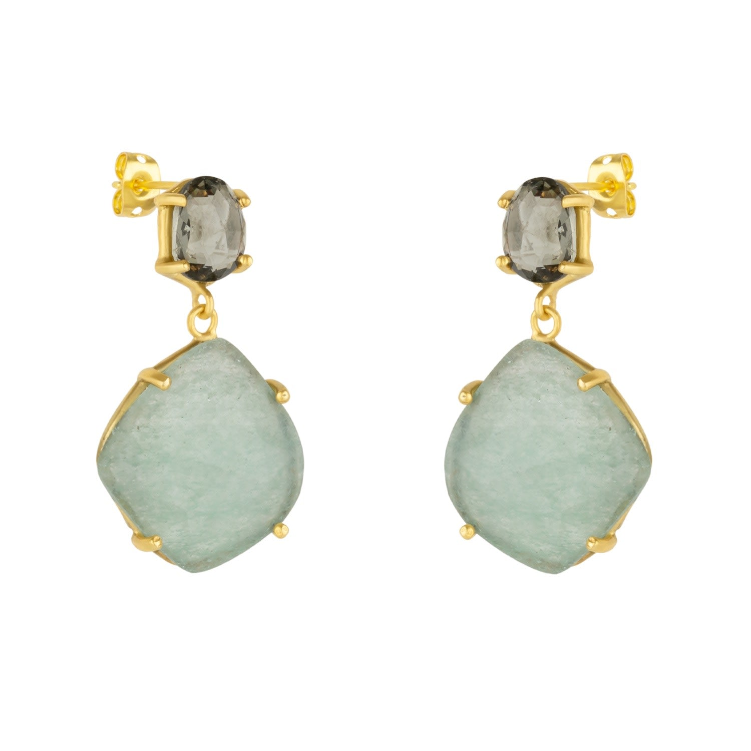 Drop Eau De Nil Gemstone Gold Earrings