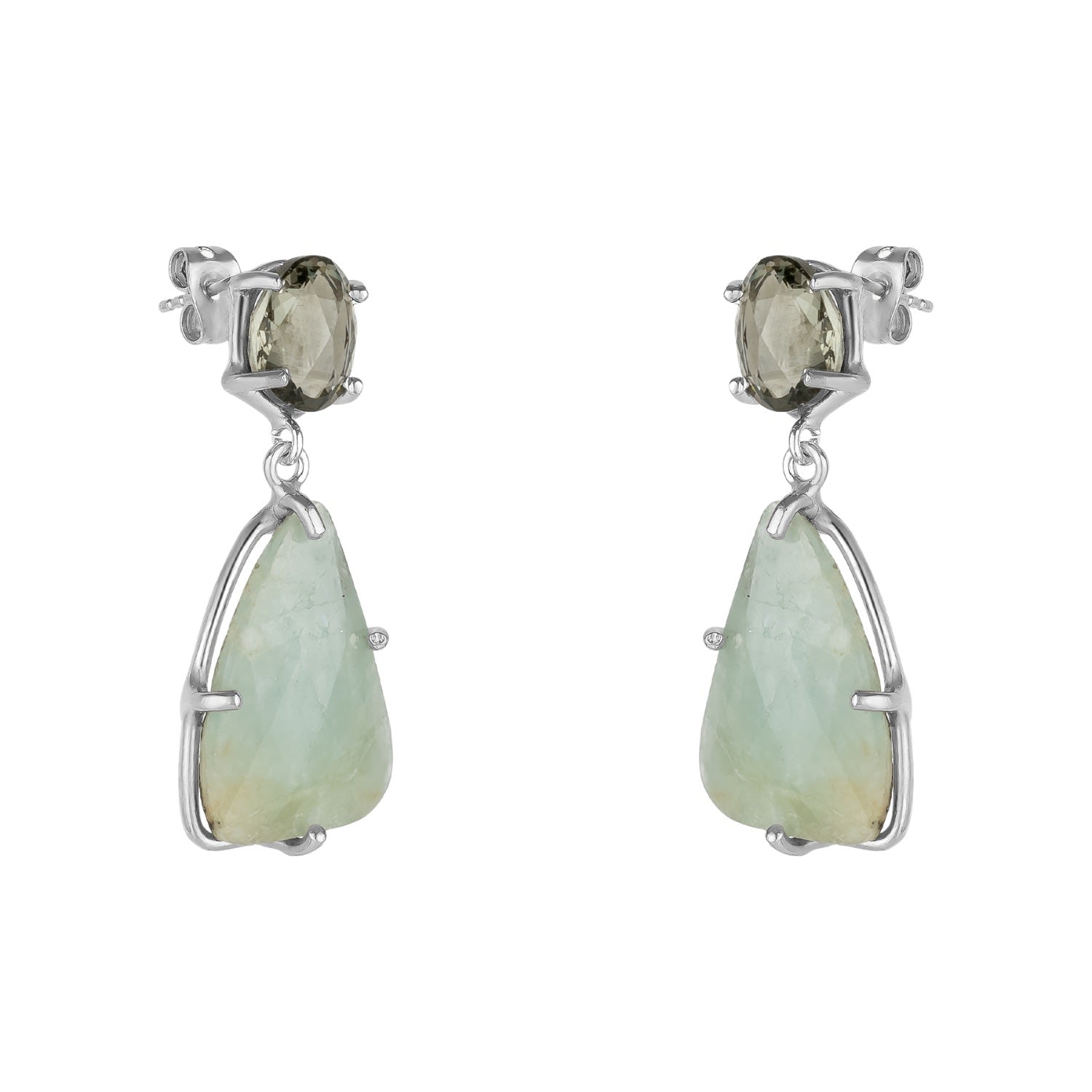 Drop Eau De Nil Gemstone Silver Earrings