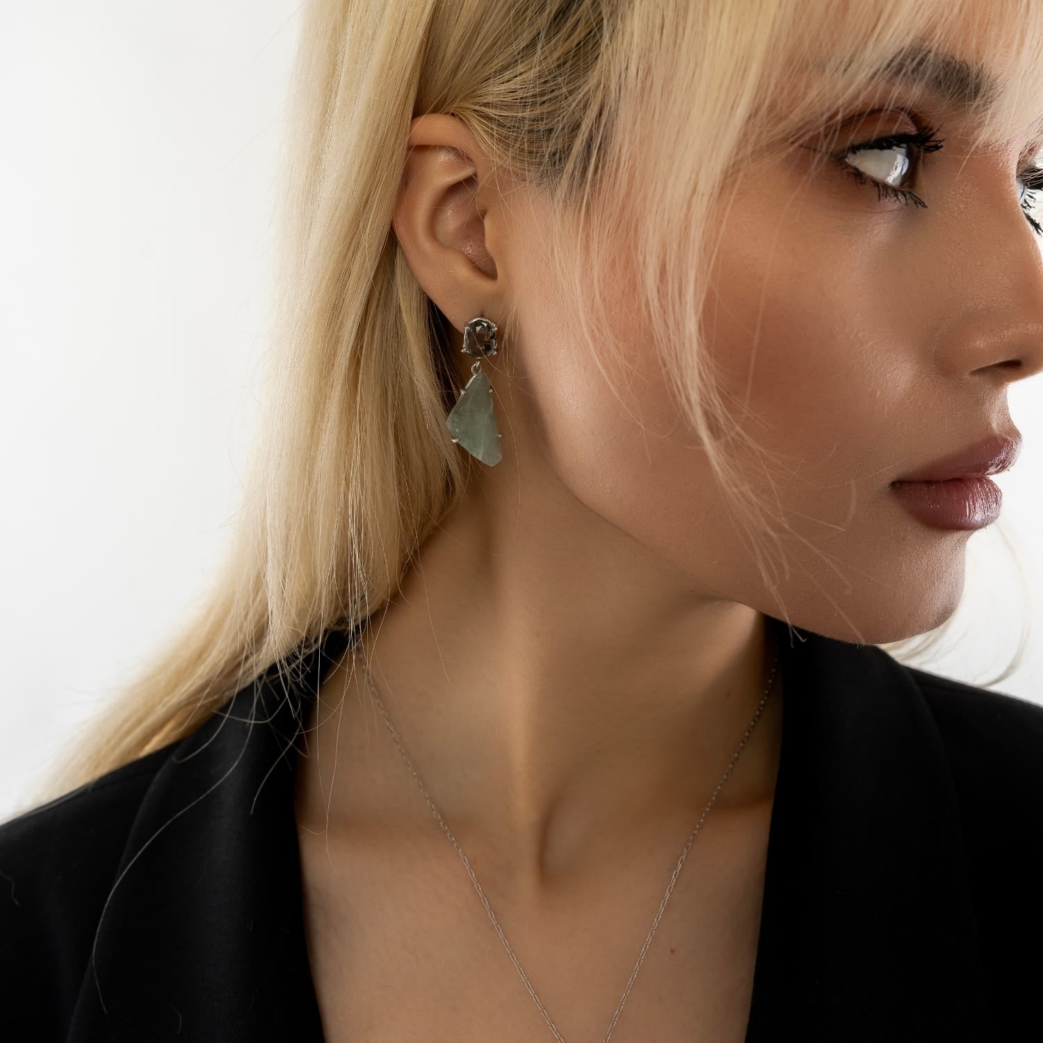 Drop Eau De Nil Gemstone Silver Earrings