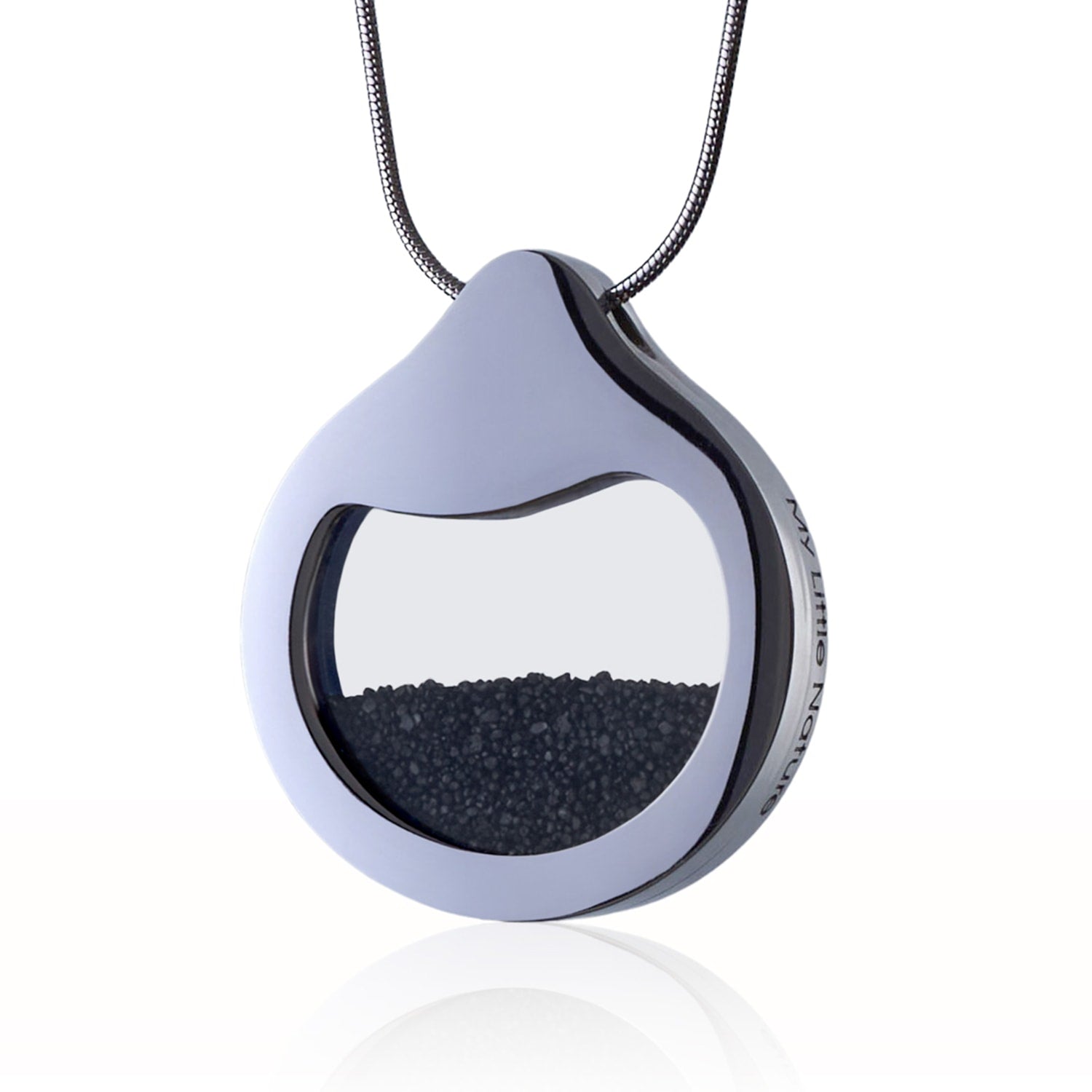 Designer Handcrafted Statement Necklace With Black Volcanic Sand Nature-Inspired Stainless Steel Jewelry, Unique Gift For Her