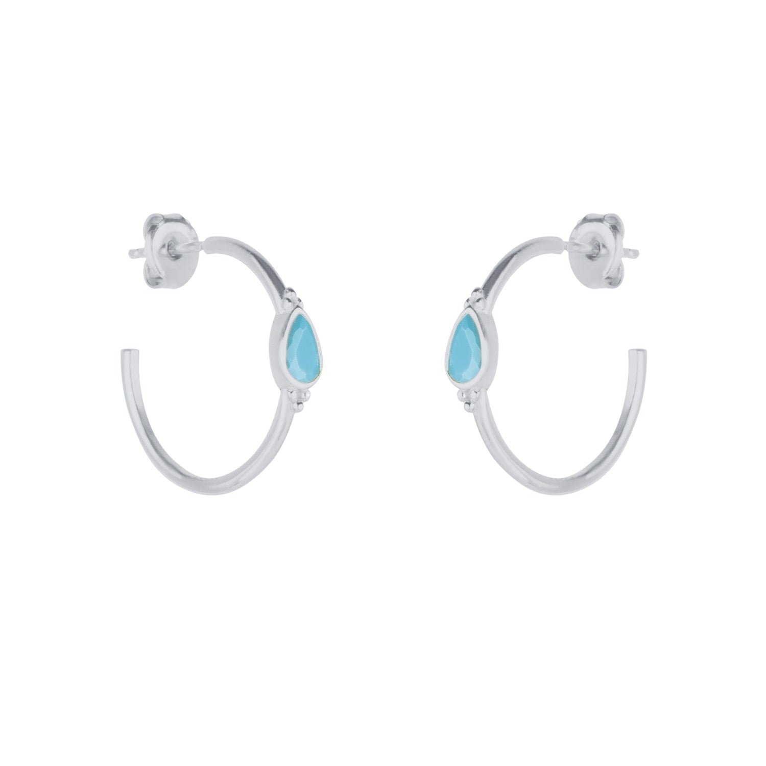 Drop Turquoise Solitaire Earring Sterling Silver - Turquoise - Silver