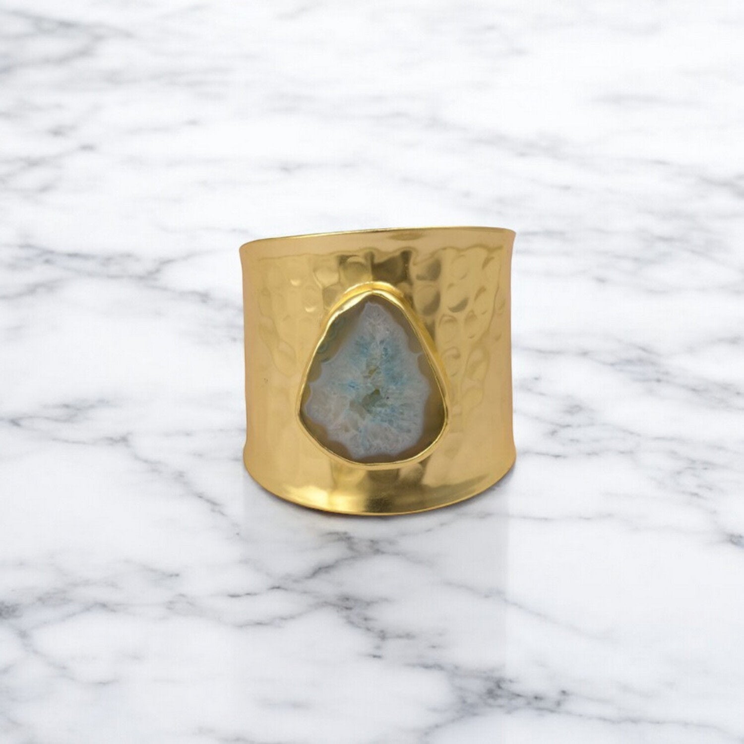 Drusy Agate Bangle - Cuff -One Of A Kind- Sea