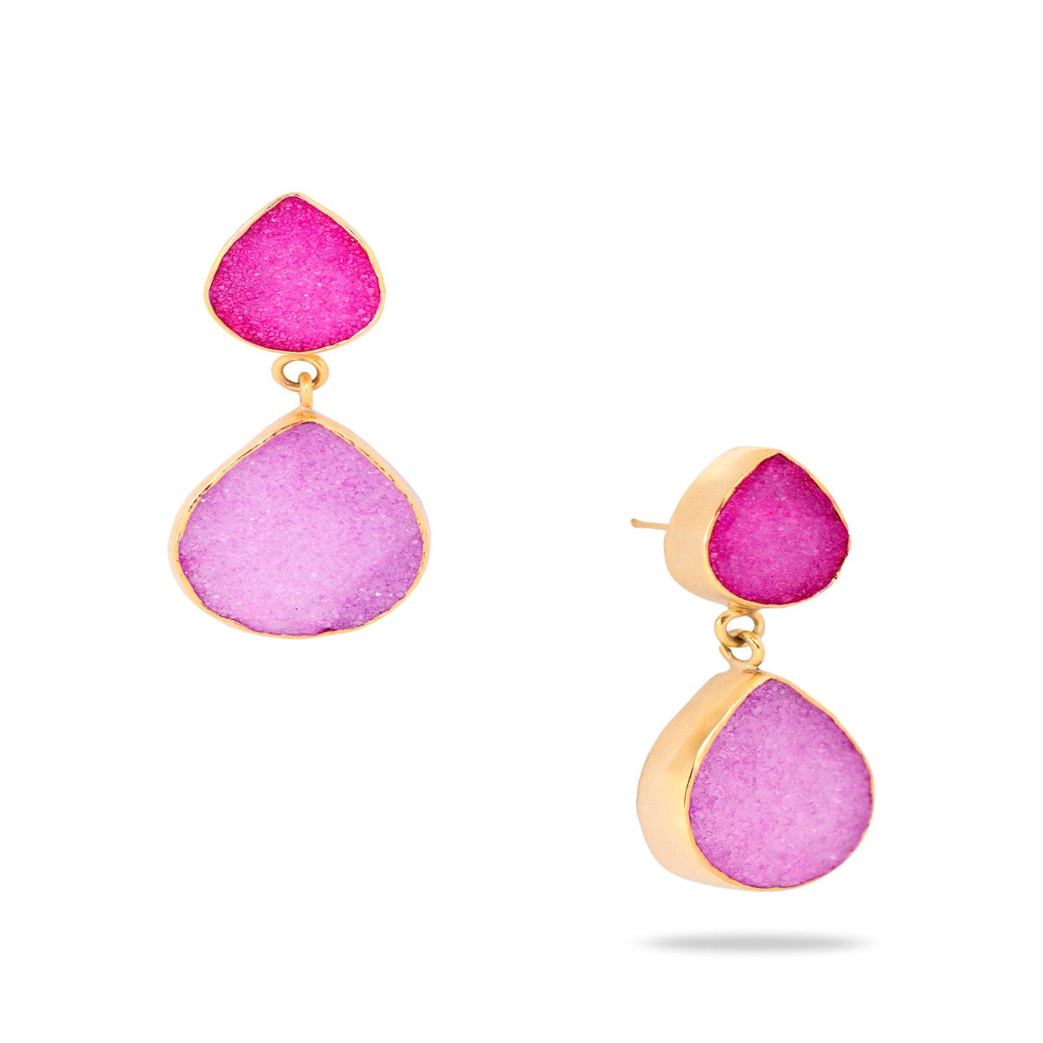Druzy Pear Dangle Plum Earrings
