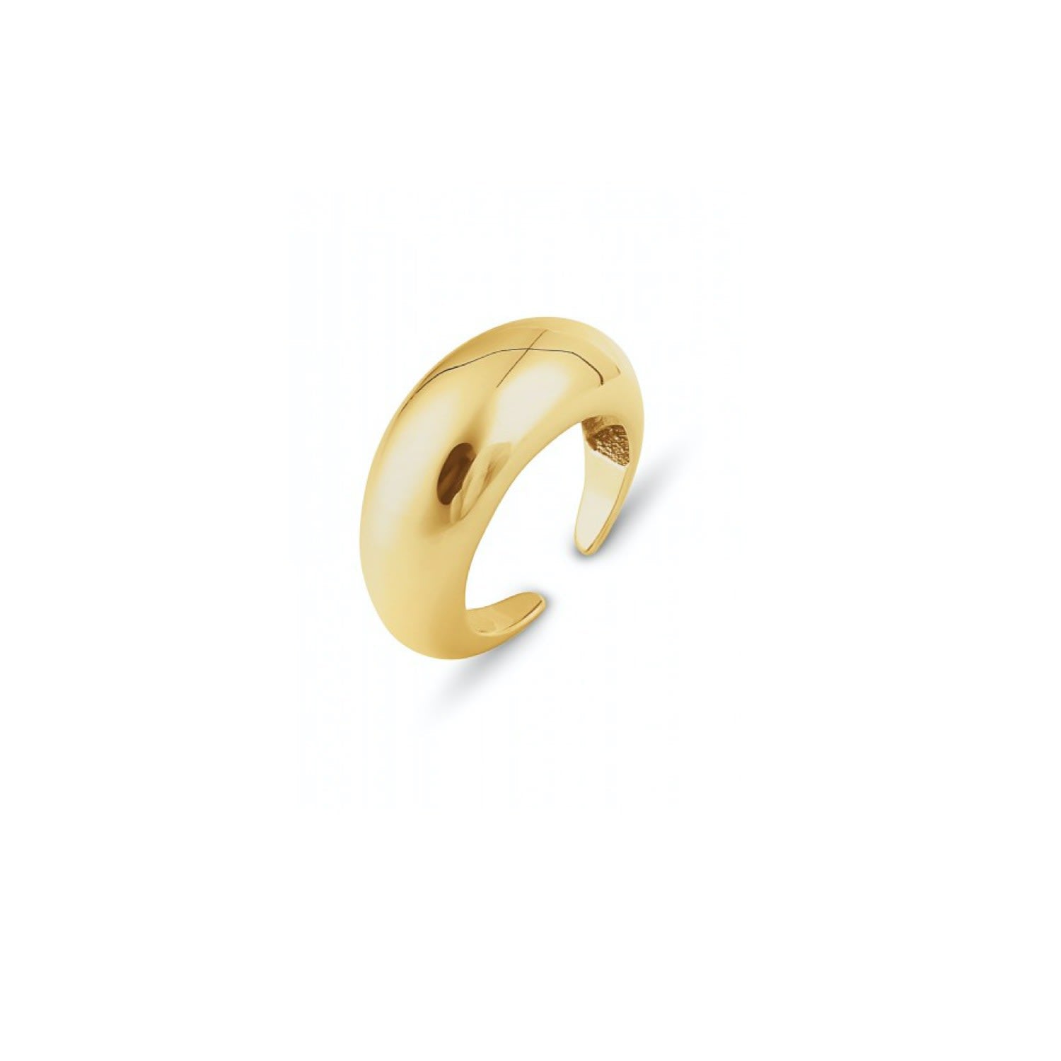 Sterling Silver Dome Crescent Ring - Gold
