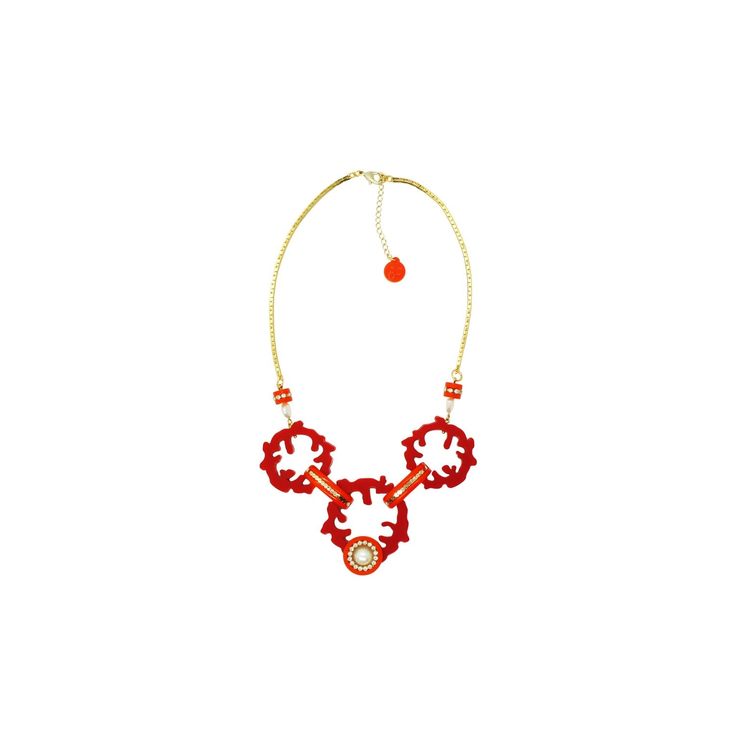 Handmade Necklace Hoop Coral Red