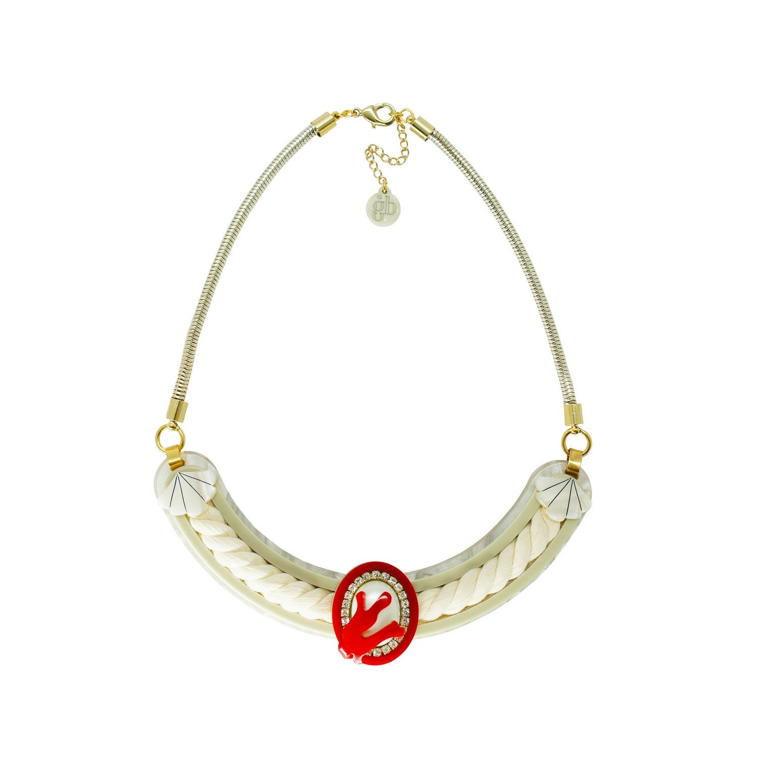 Handmade Necklace Cord Coral And Pearl Red