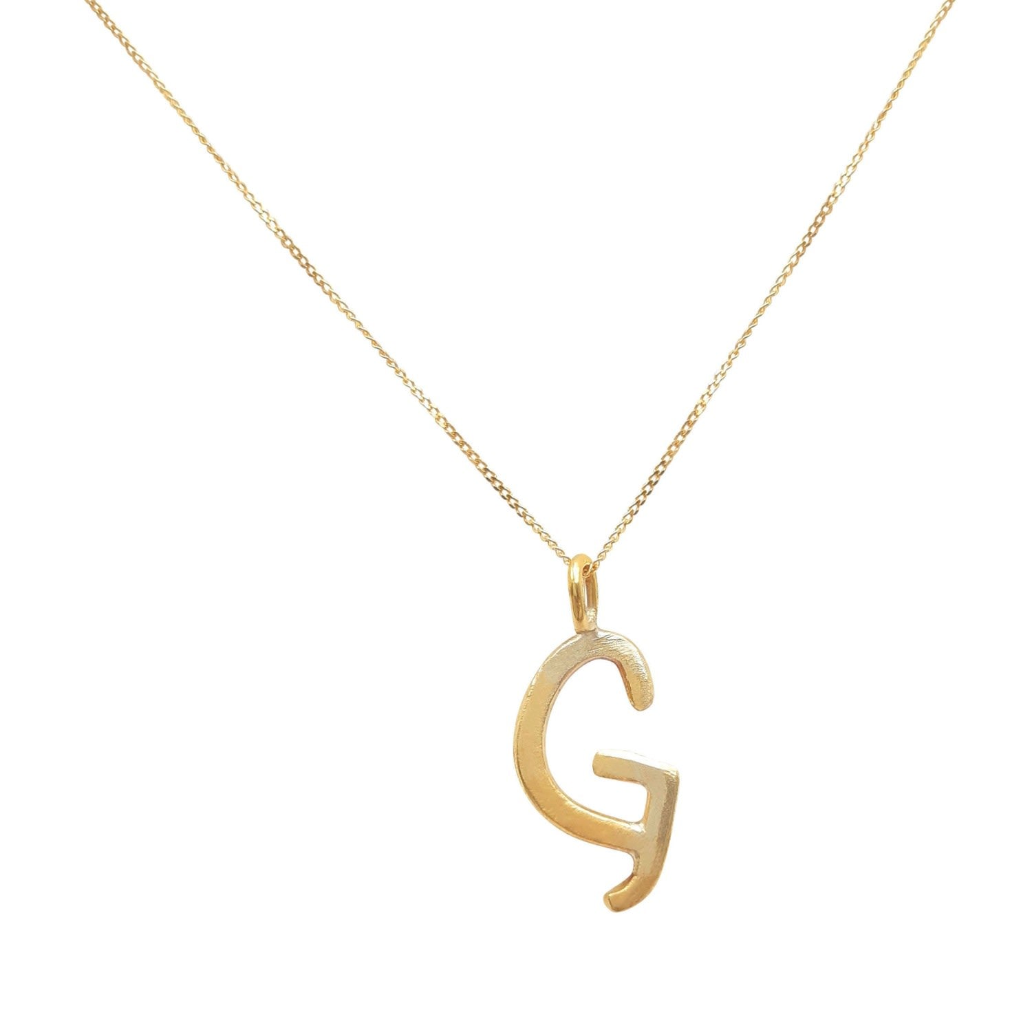Solid Gold Letter G Pendant Necklace