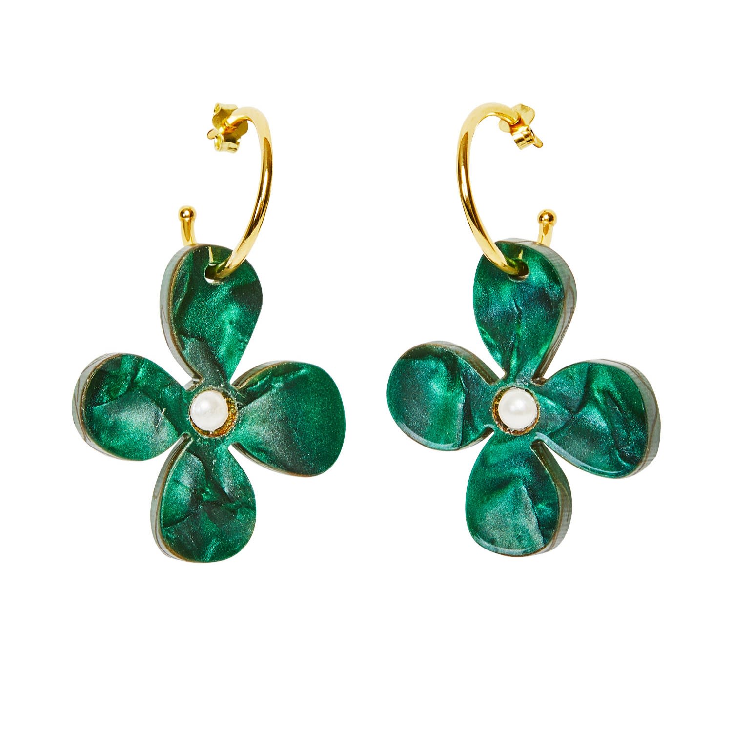 Daisy Hoop Earrings - Emerald