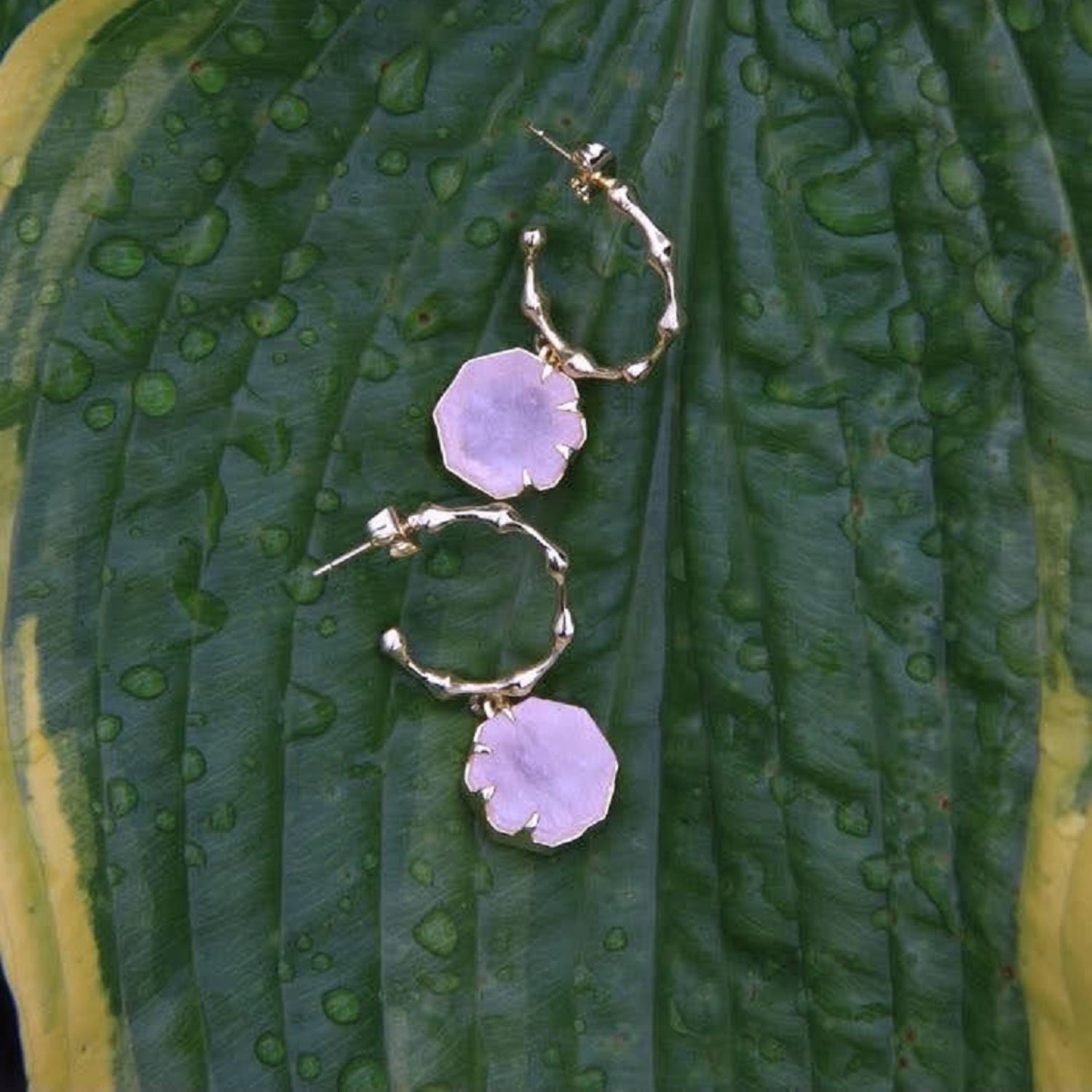 Hold On Rose Quartz Pendant Everyday Hoop Earrings