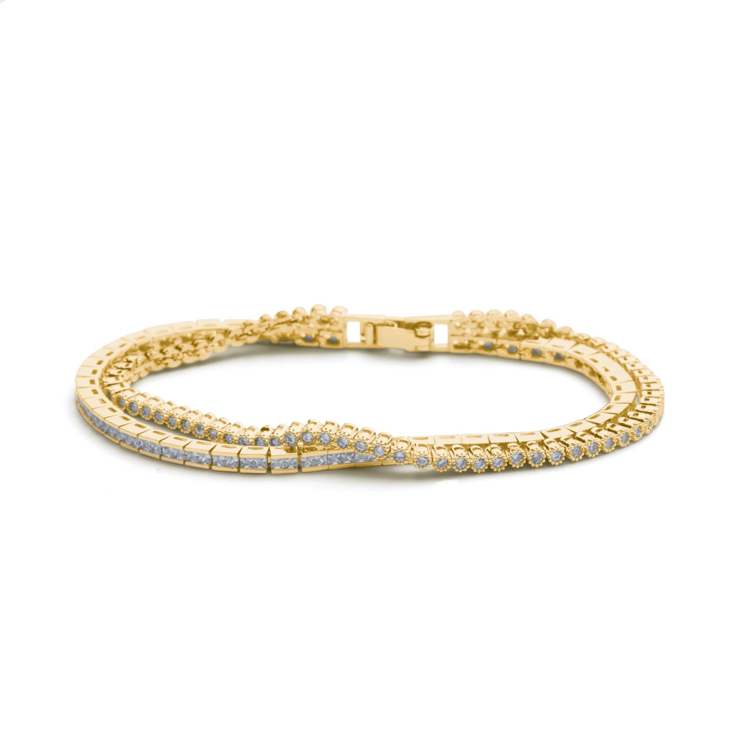Dual Chain Tennis Bracelet Gold