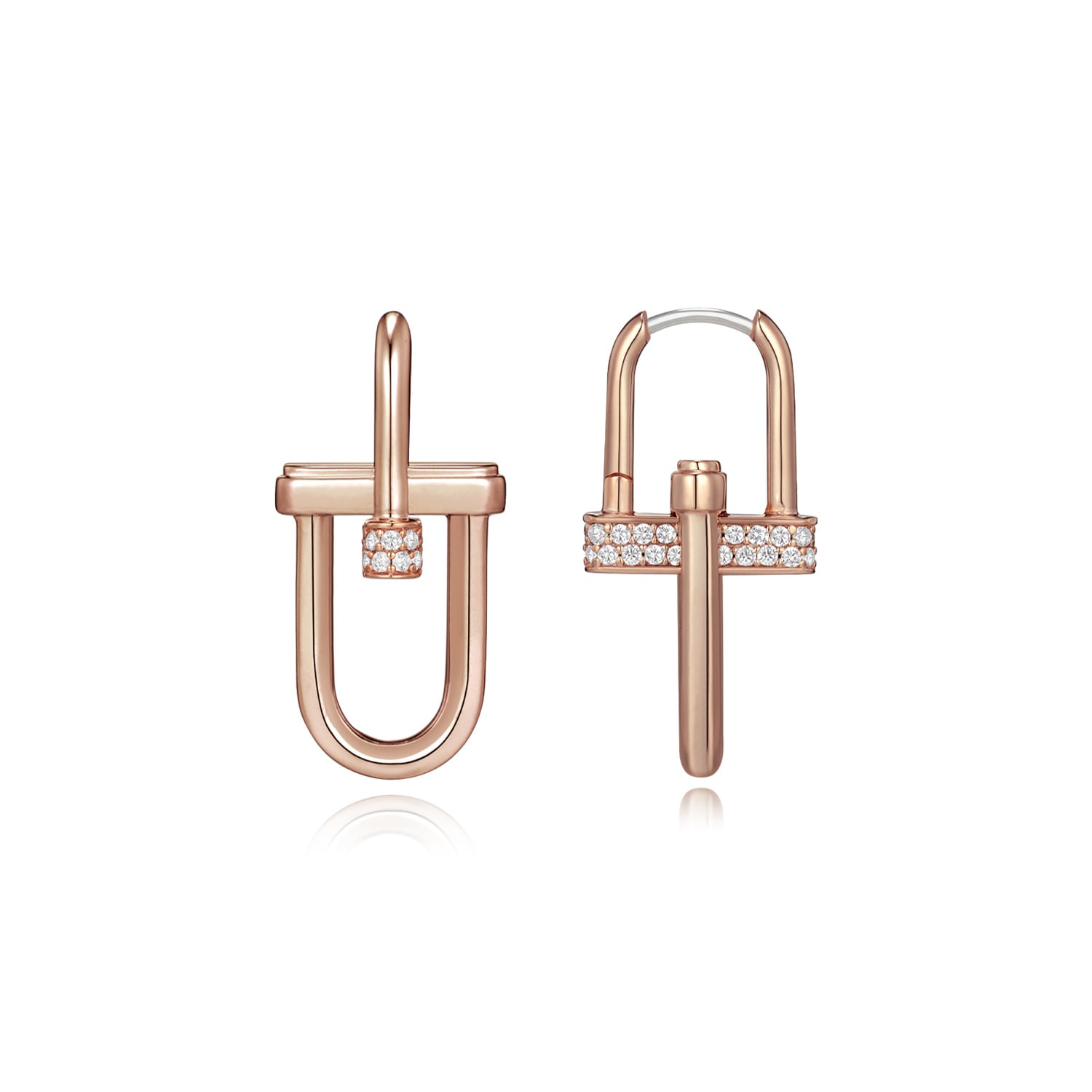 Dual D. D Silver Dangle Earring With Crystal Accents