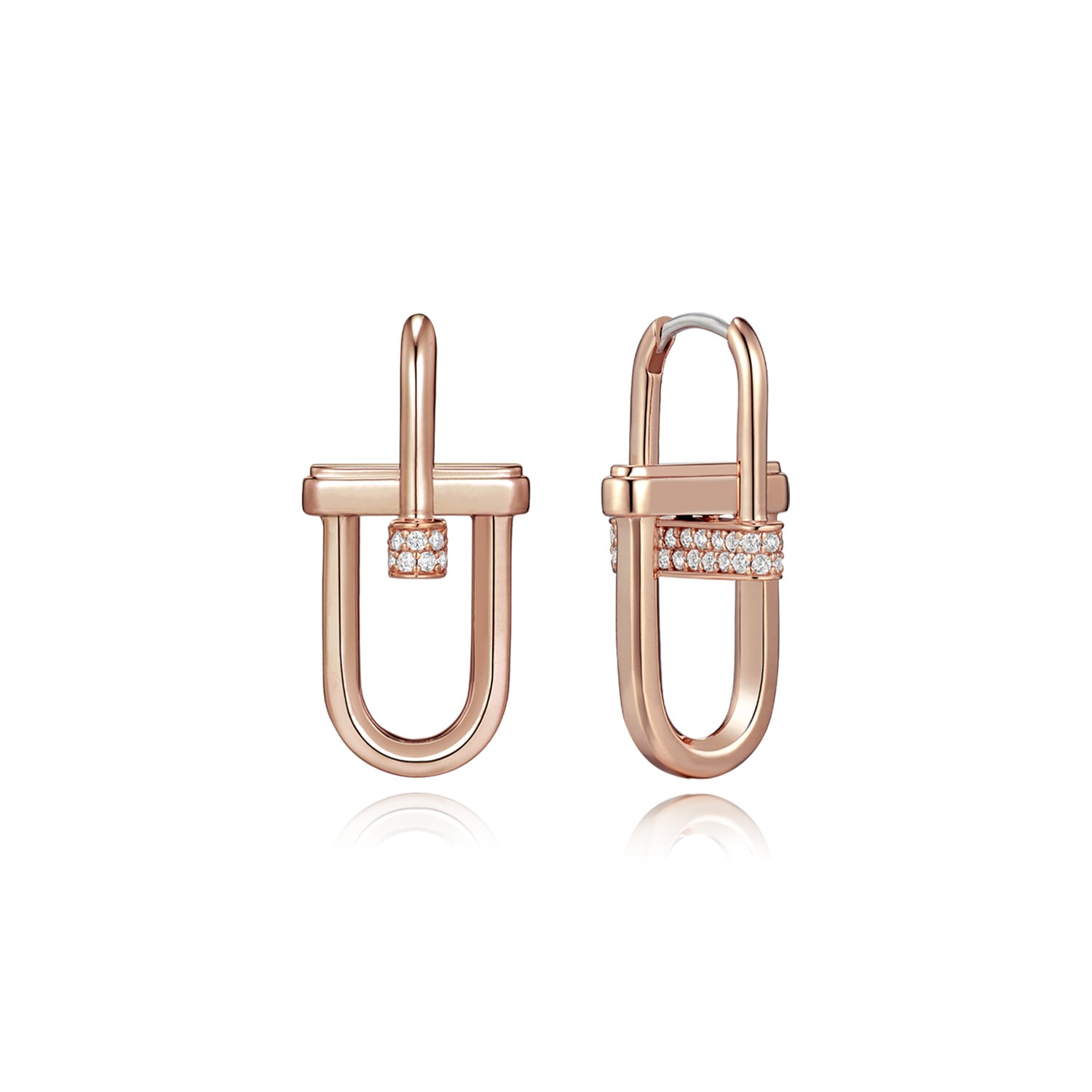 Dual D. D Silver Dangle Earring With Crystal Accents