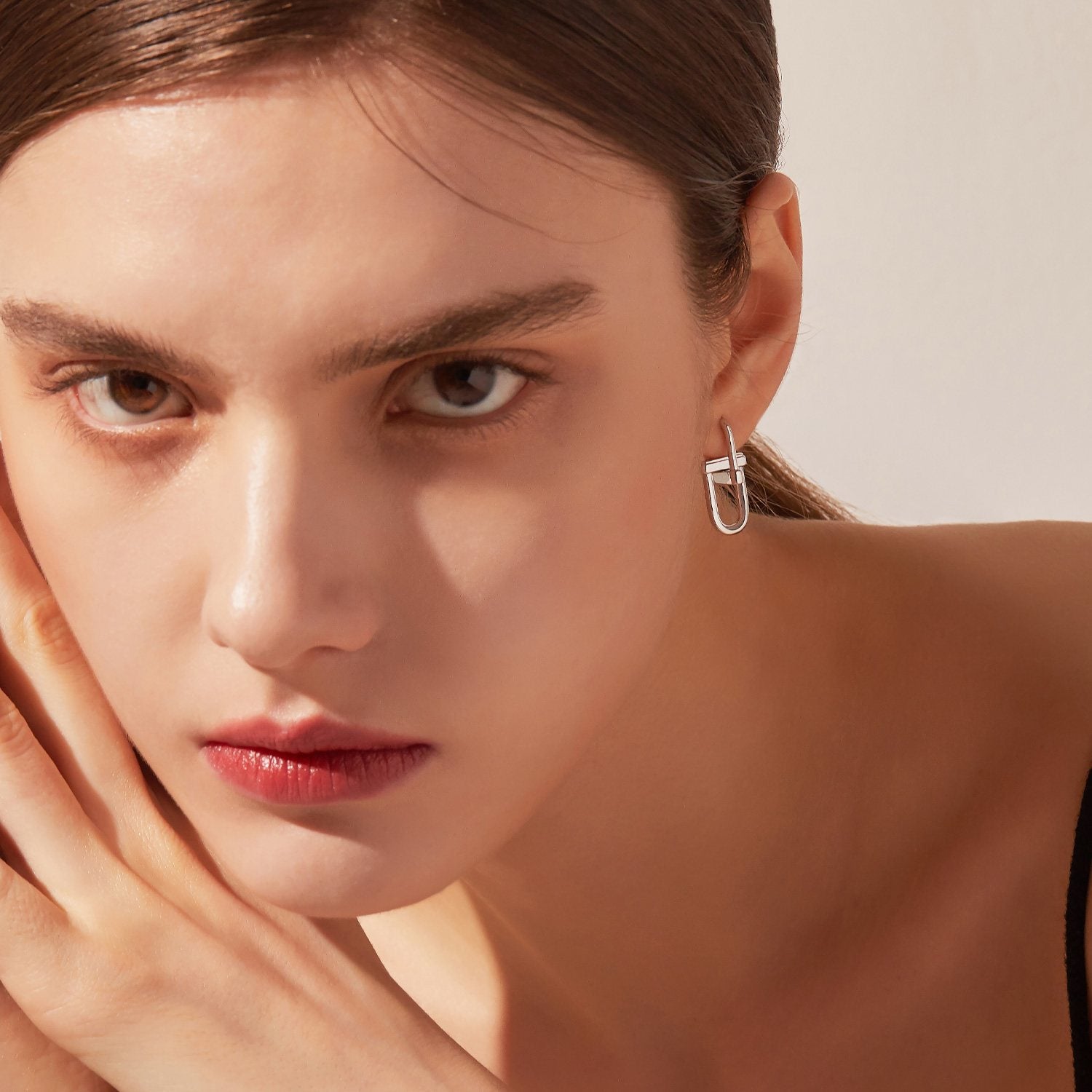 Dual D. D Silver Dangle Earring