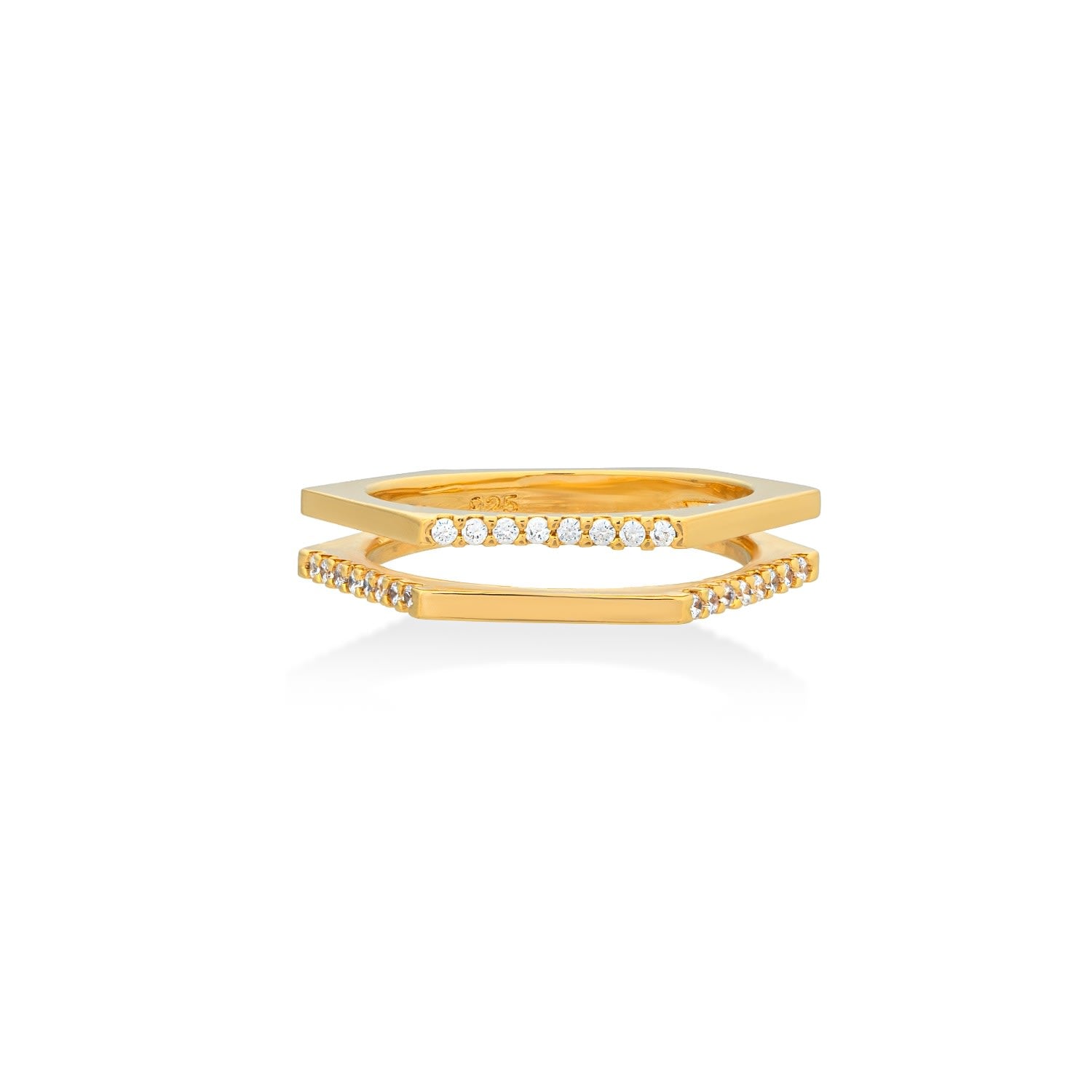 Dual Rectangular Ring Gold