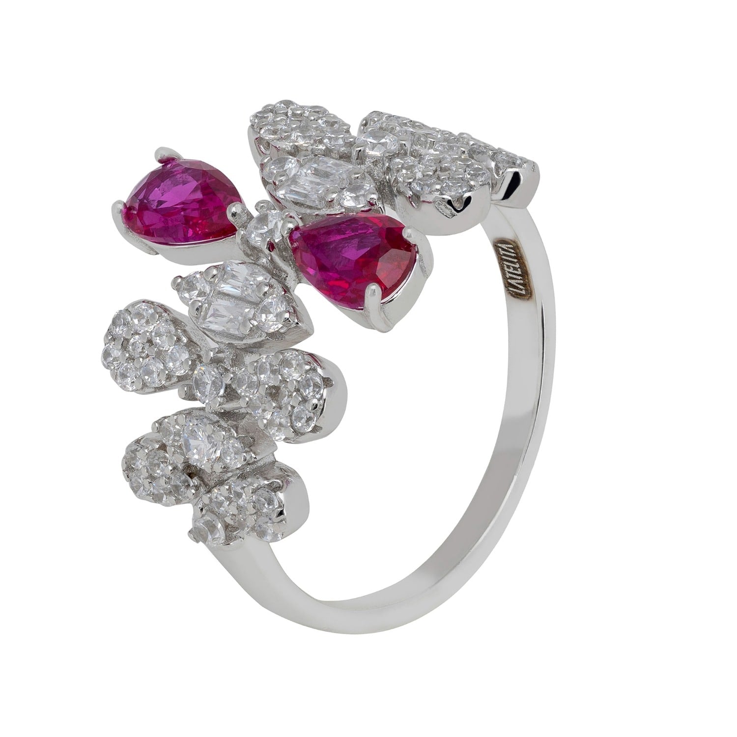 Duchess Ruby Cocktail Ring Silver