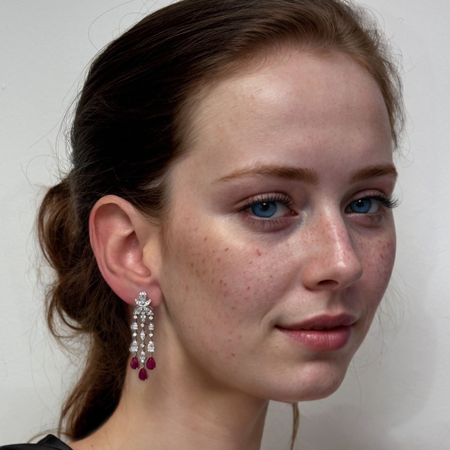 Duchess Ruby Drop Earrings Silver