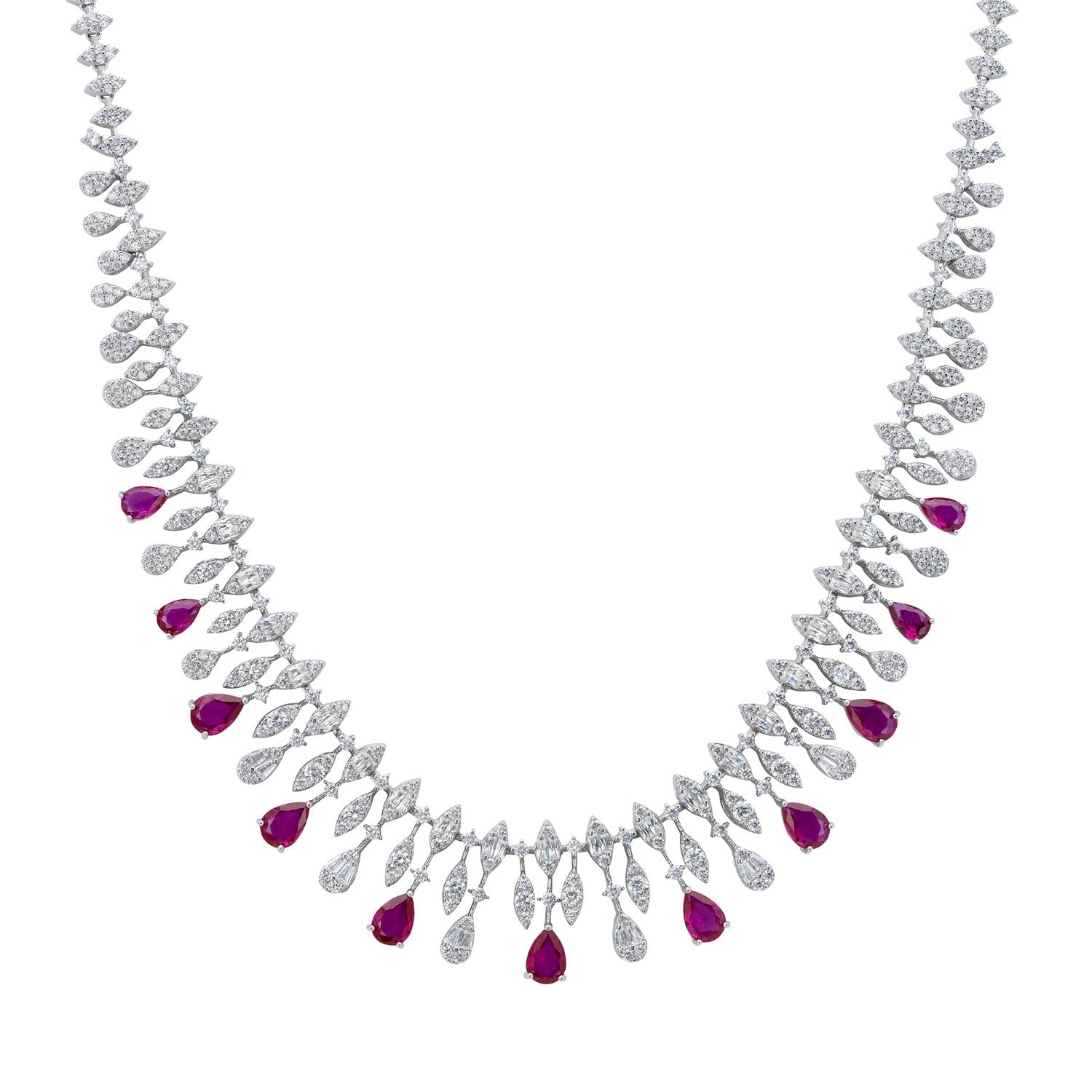Duchess Ruby Statement Necklace Silver