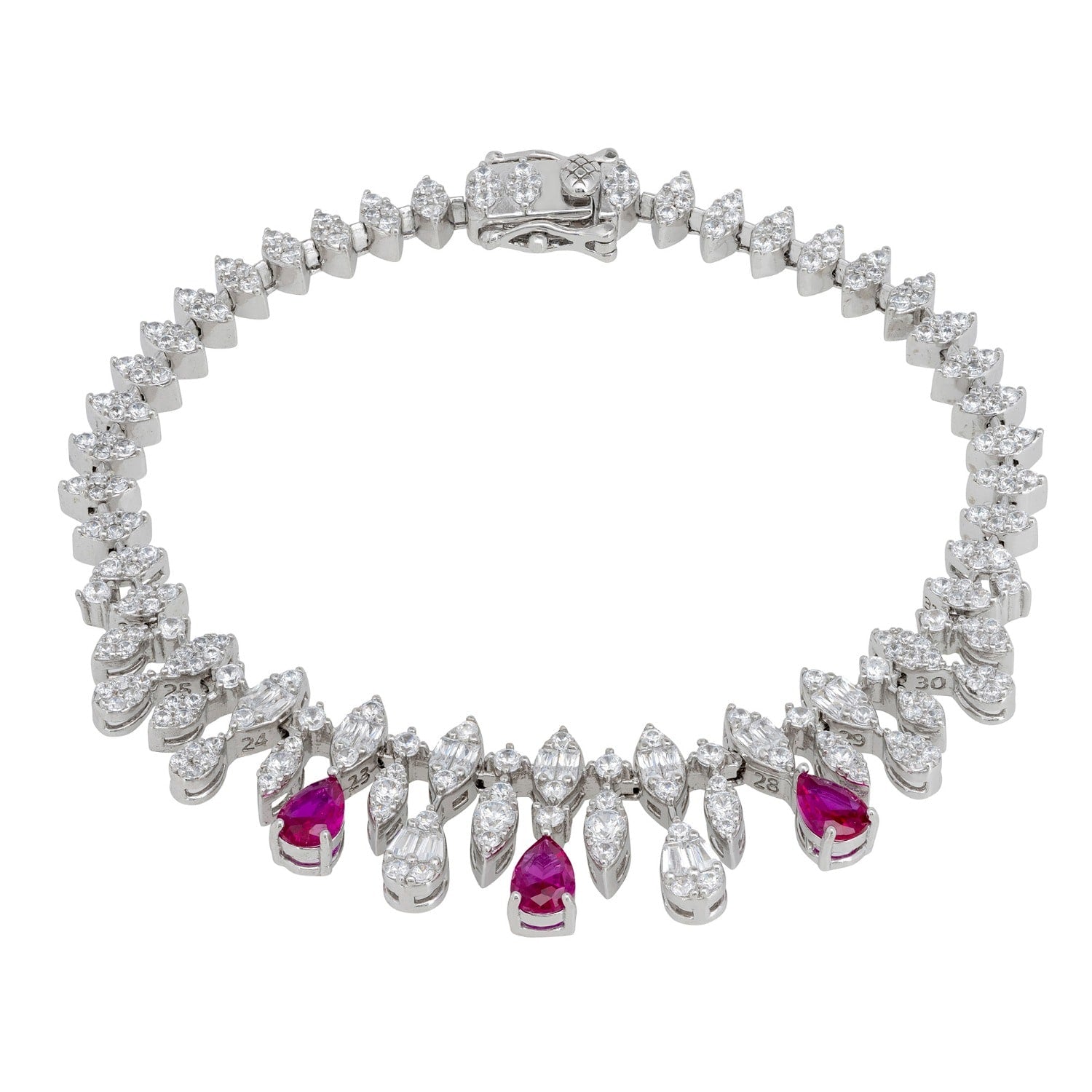 Duchess Ruby Tennis Bracelet Silver