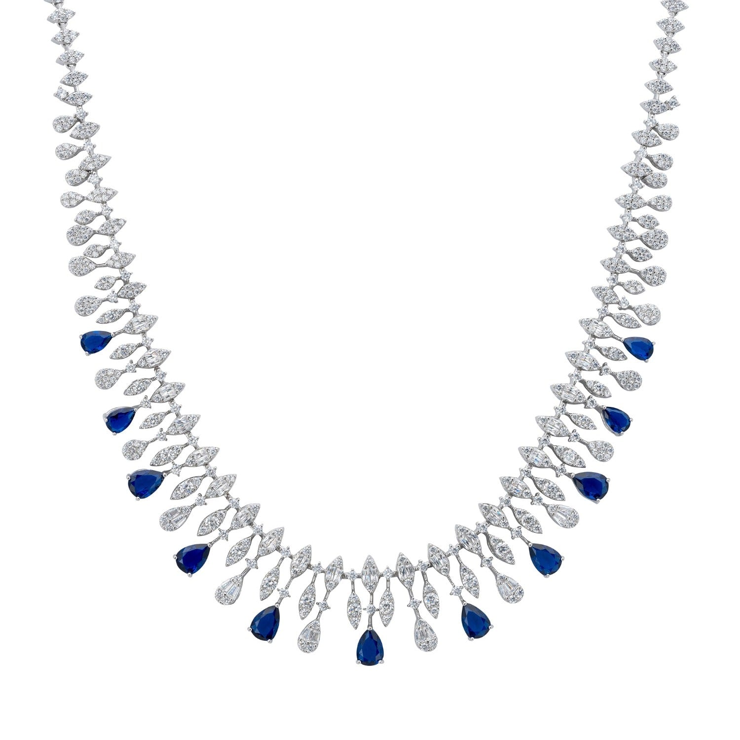 Duchess Sapphire Statement Necklace Silver